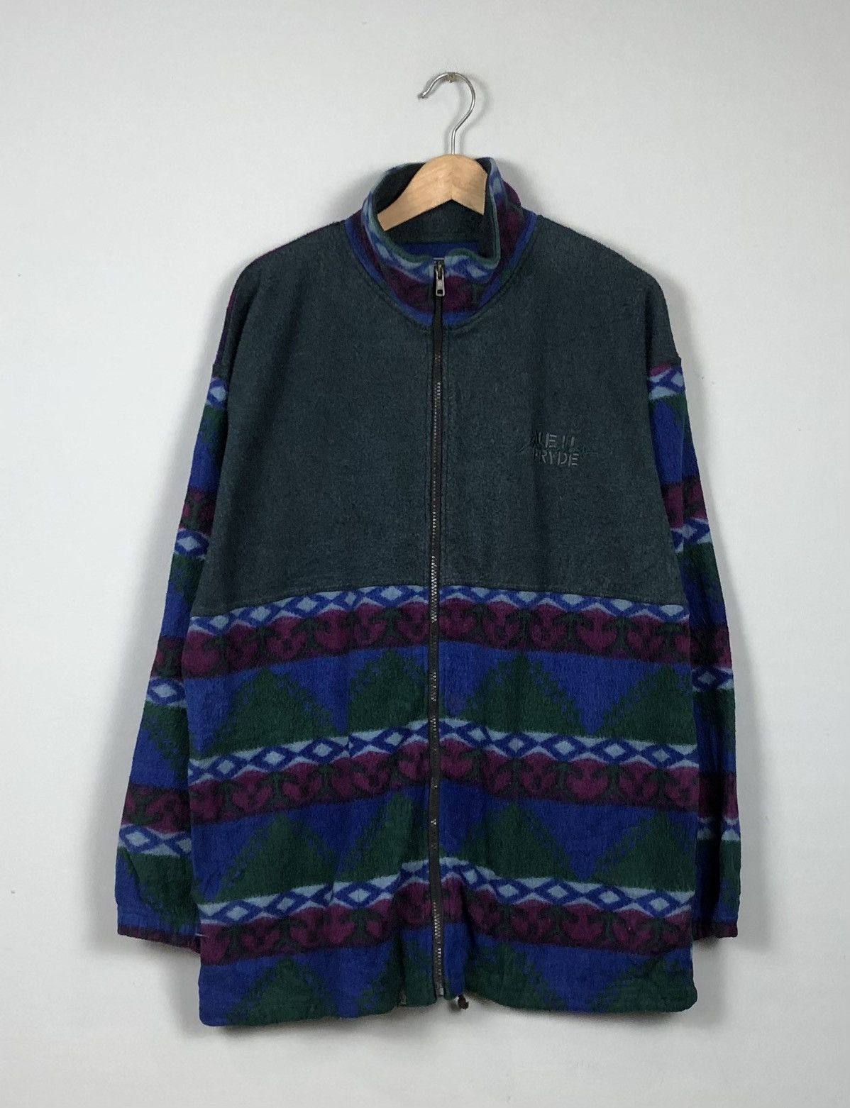 Vintage Crazy Design 💥Vintage 90s Neil Pride Abstract Navajo Fleece Size US L / EU 52-54 / 3 - 1 Thumbnail