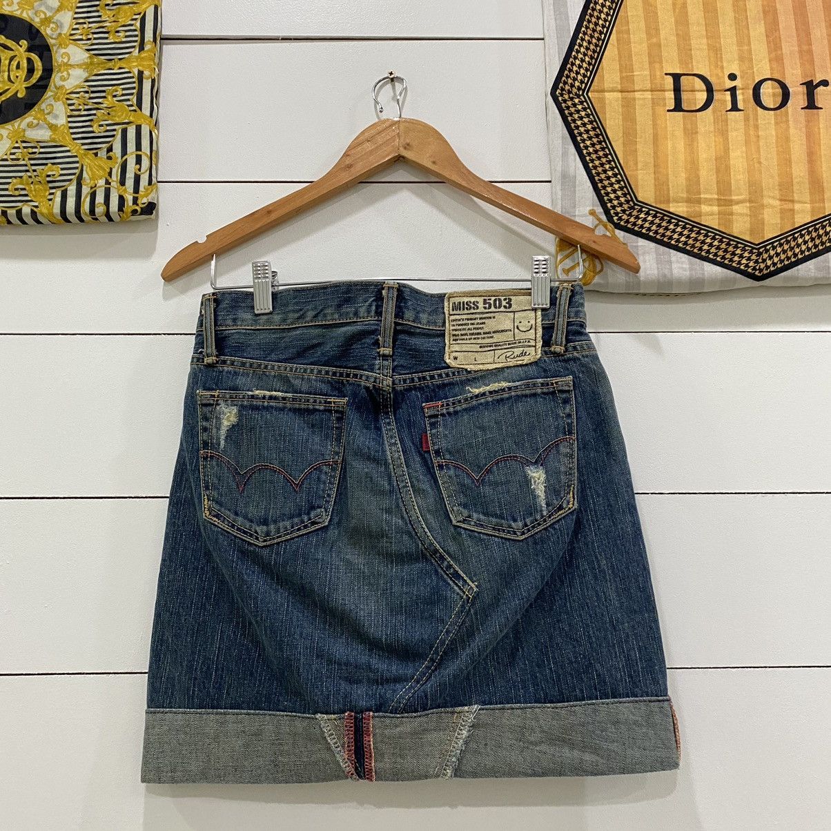 Edwin × Japanese Brand × Vintage Edwin Distressed Denim Jean Short Skirts Size 28" / US 6 / IT 42 - 2 Thumbnail