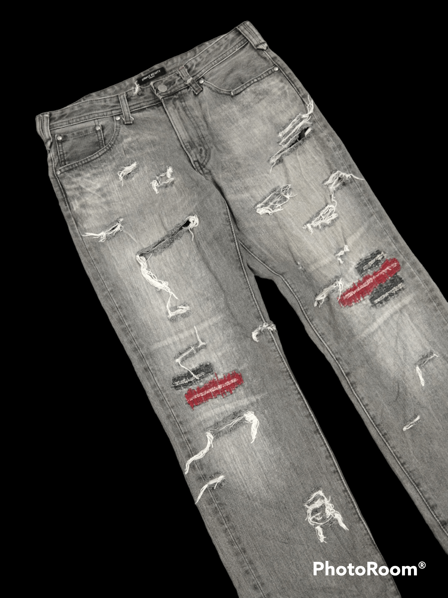 Japanese Brand THRASHED RIPED SUN FADED GREY SIMPLE BEUTY HOMME Size US 30 / EU 46 - 1 Thumbnail