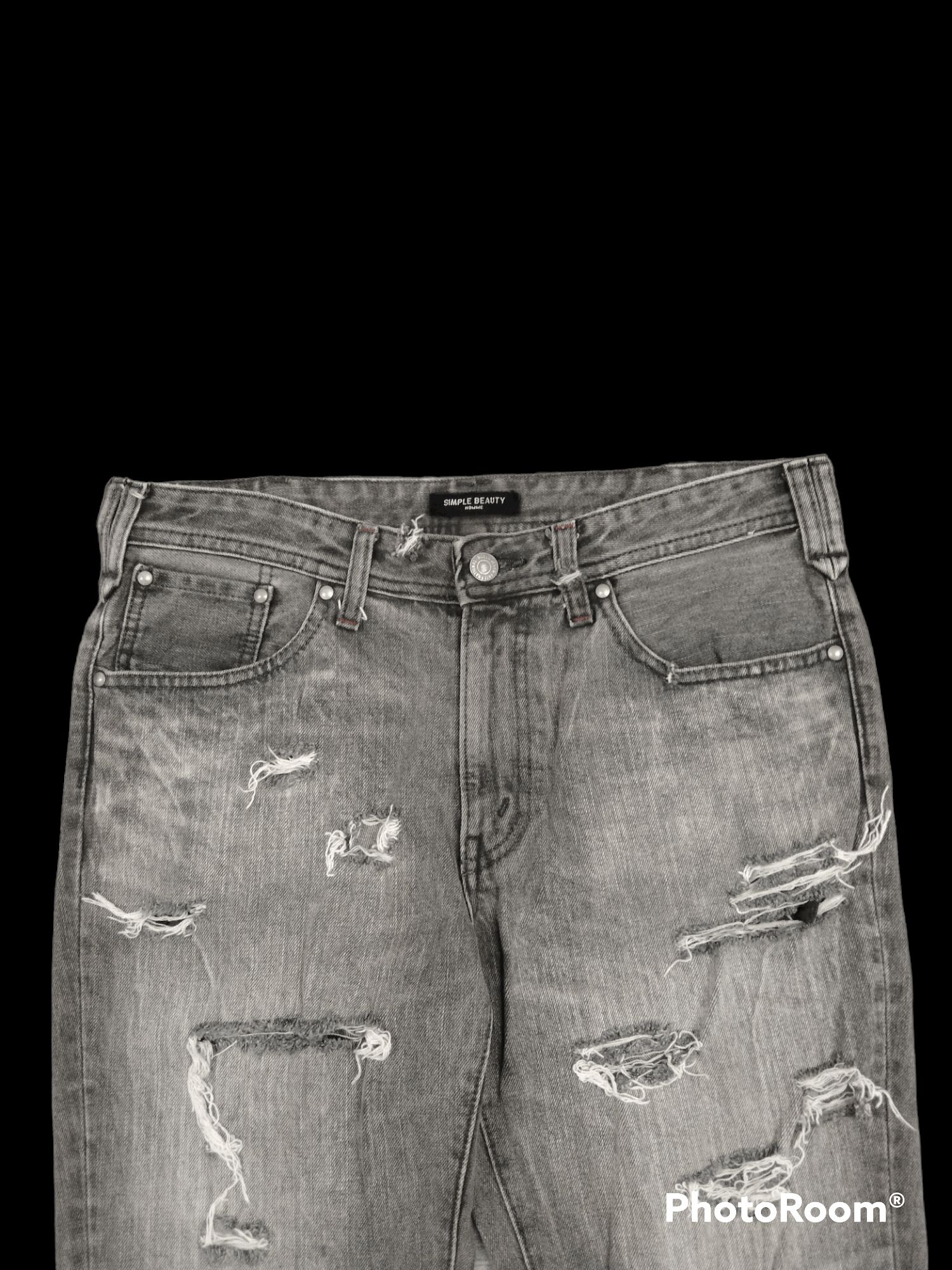 Japanese Brand THRASHED RIPED SUN FADED GREY SIMPLE BEUTY HOMME Size US 30 / EU 46 - 4 Thumbnail