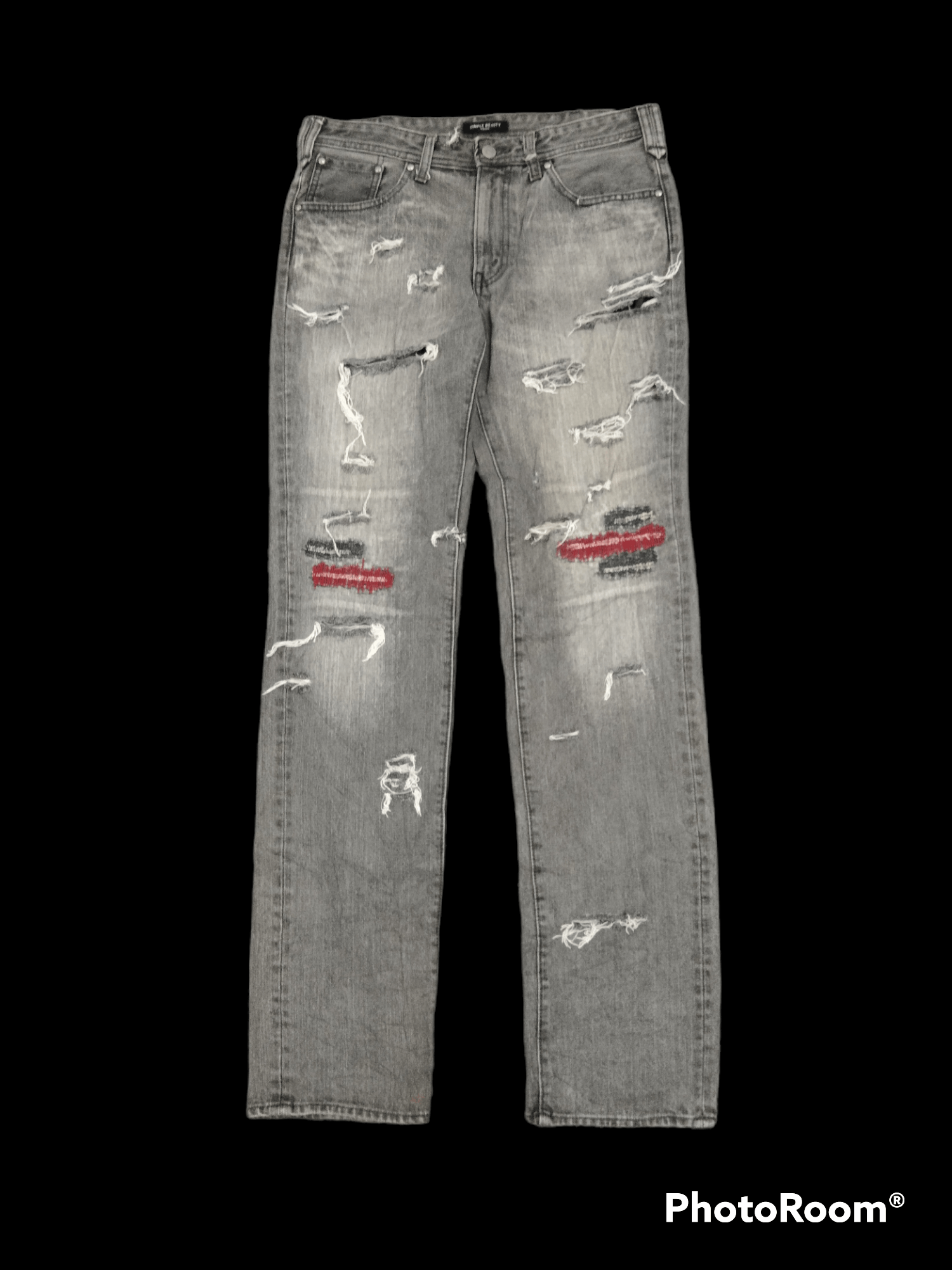 Japanese Brand THRASHED RIPED SUN FADED GREY SIMPLE BEUTY HOMME Size US 30 / EU 46 - 2 Thumbnail
