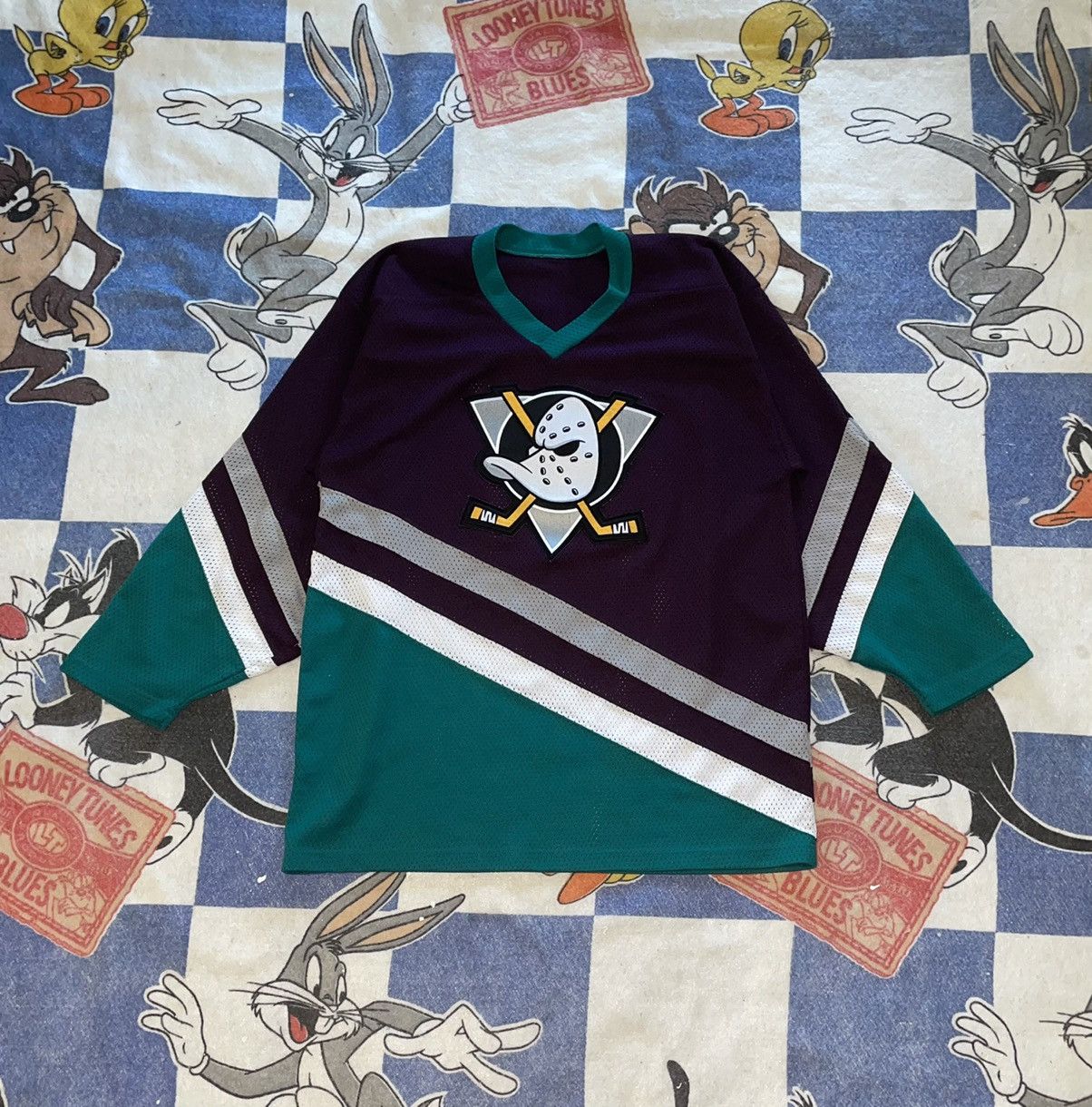 image of Nhl x Vintage Mighty Ducks Jersey in Purple, Men's (Size XL)