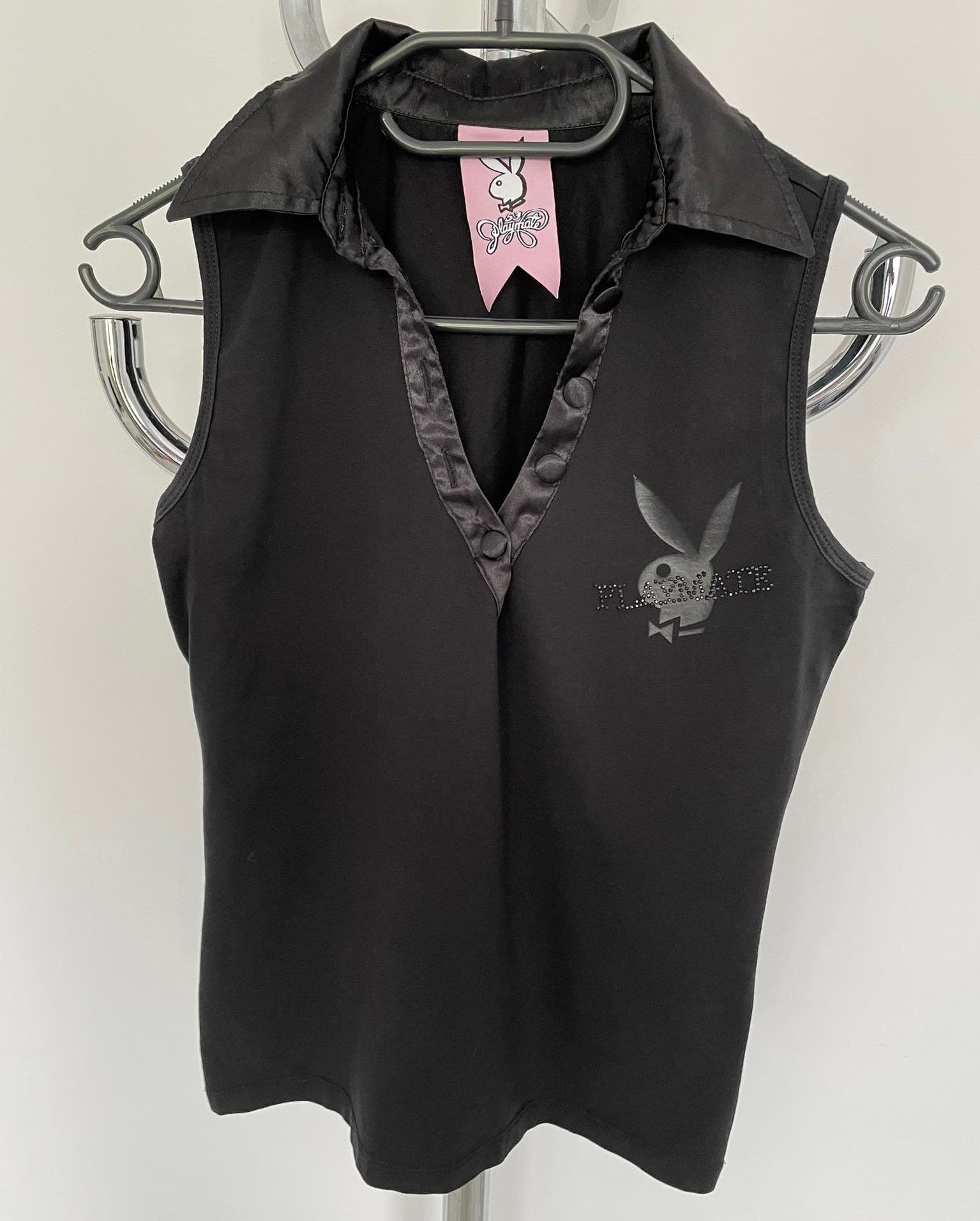 RARE Playboy playmate black button top