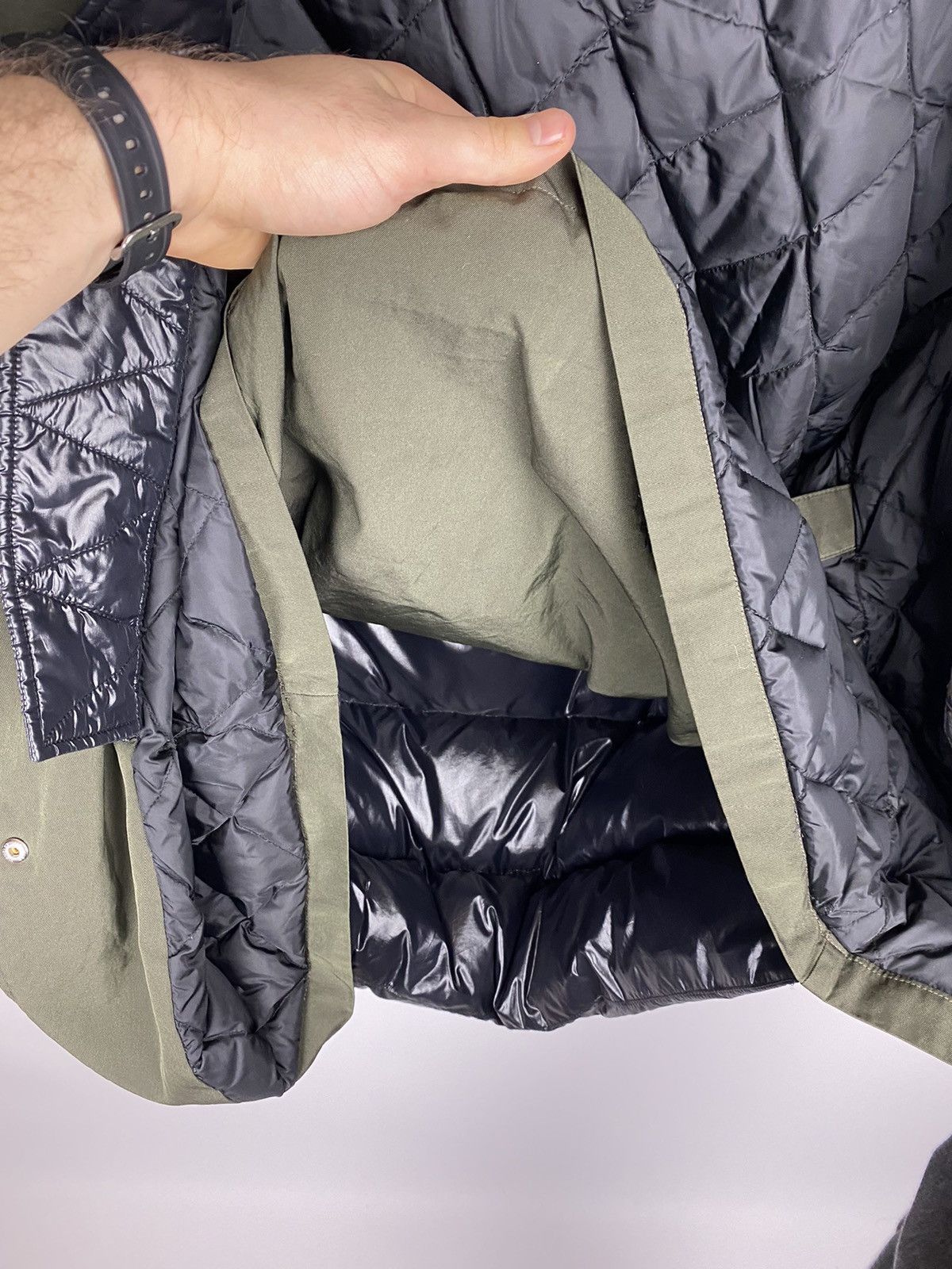 Japanese Brand Moncler Ocean Giubbotto Olive Down Jacket Coat Diagonal Zip Size S / US 4 / IT 40 - 12 Thumbnail