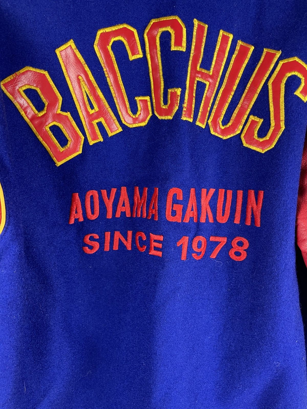 Japanese Brand Vintage Made in Japan Bacchus Aoyama Gakuin Varsity Jacket Size US M / EU 48-50 / 2 - 15 Thumbnail