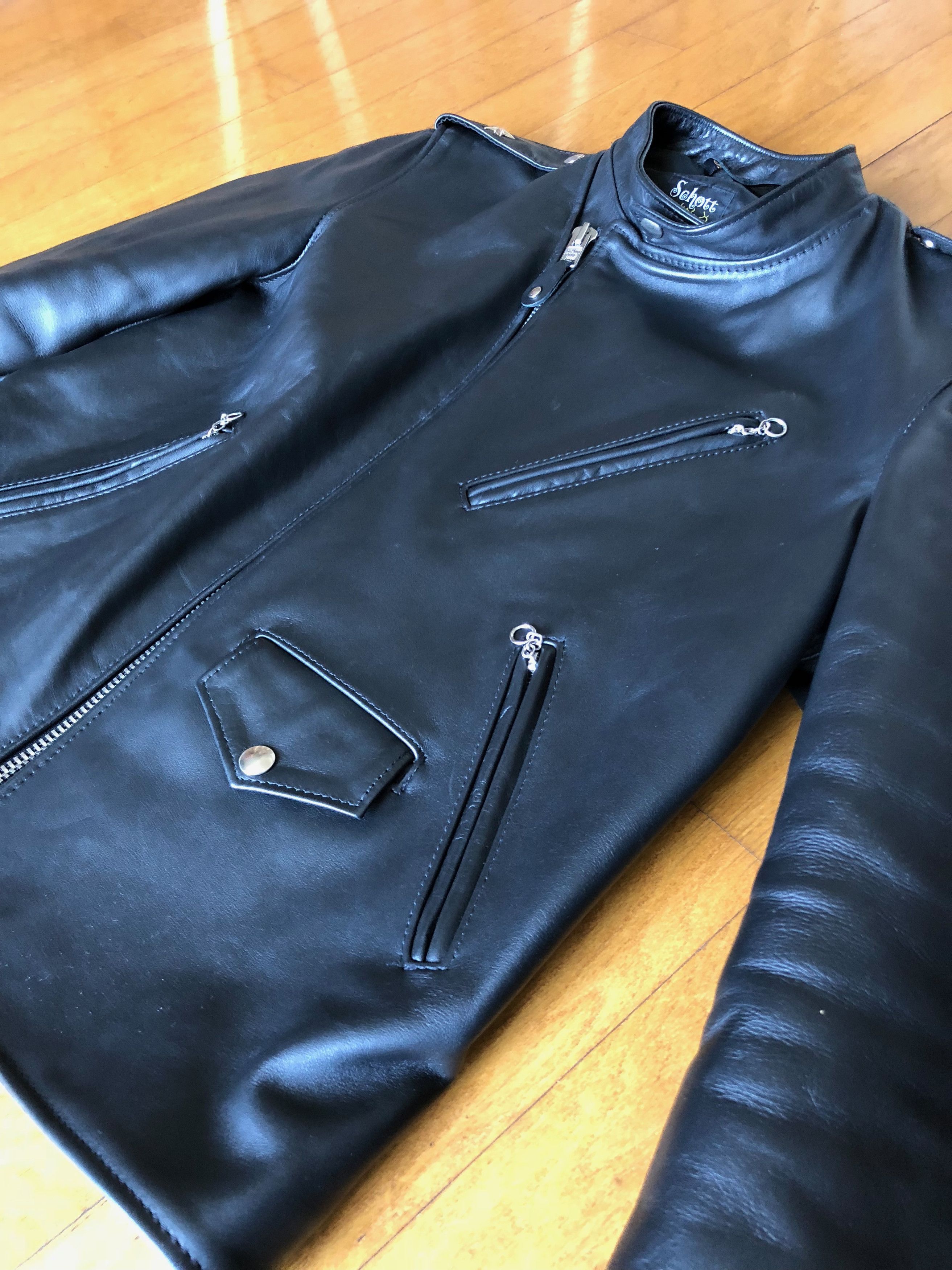 Schott 603 USA Cafecto Steerhide Asymmetrical Motorcycle Jacket Grailed