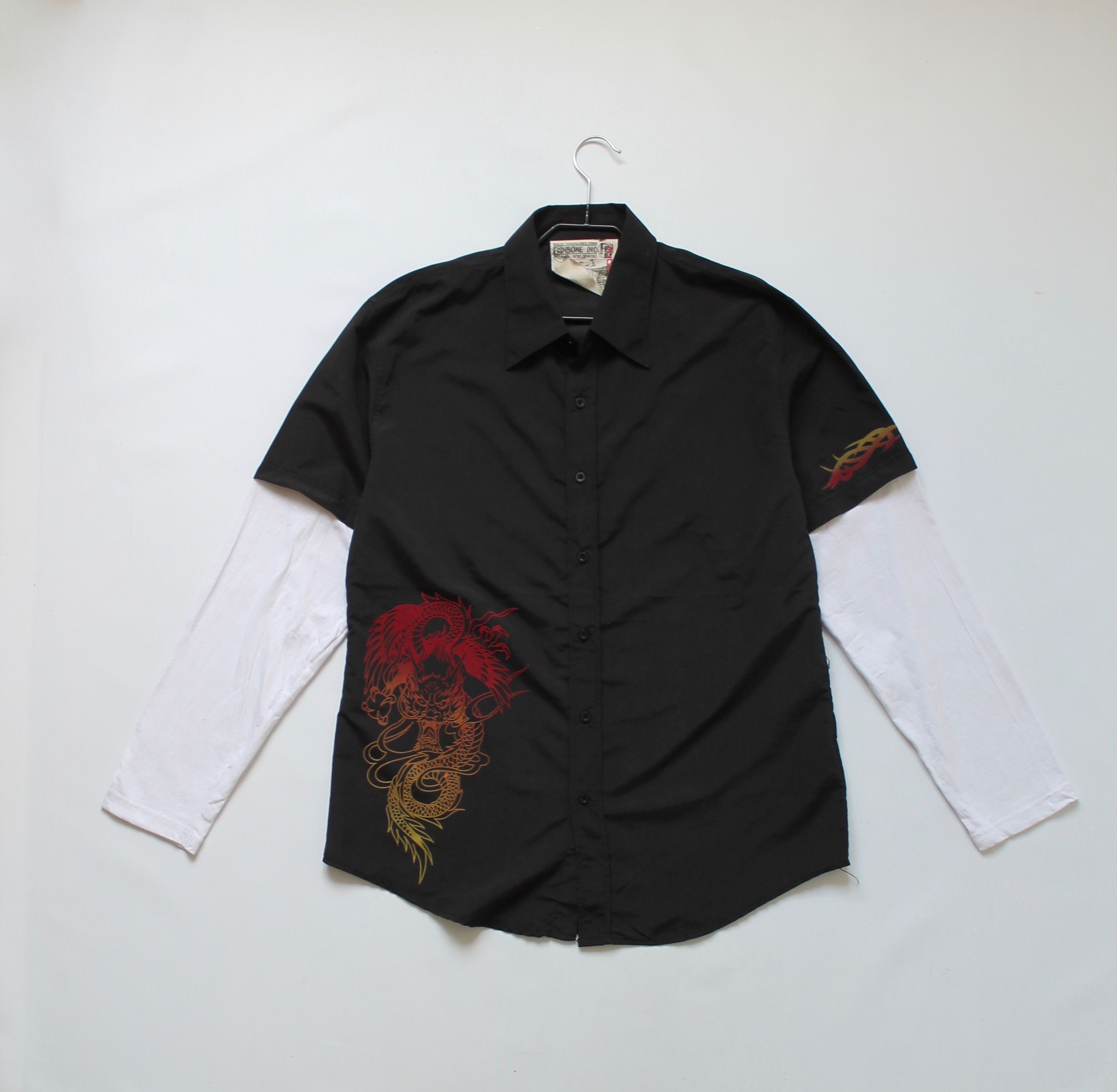 Japanese Brand Fishbone vintage shirt longsleeve Japanese print dragon Size US L / EU 52-54 / 3 - 2 Thumbnail