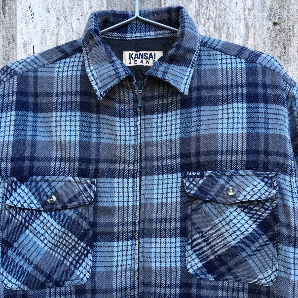 Japanese Brand × Kansai Yamamoto × Vintage Vintage Kansai Yamamoto Jeans Checkered Flannel Jacket Size US M / EU 48-50 / 2 - 2 Thumbnail