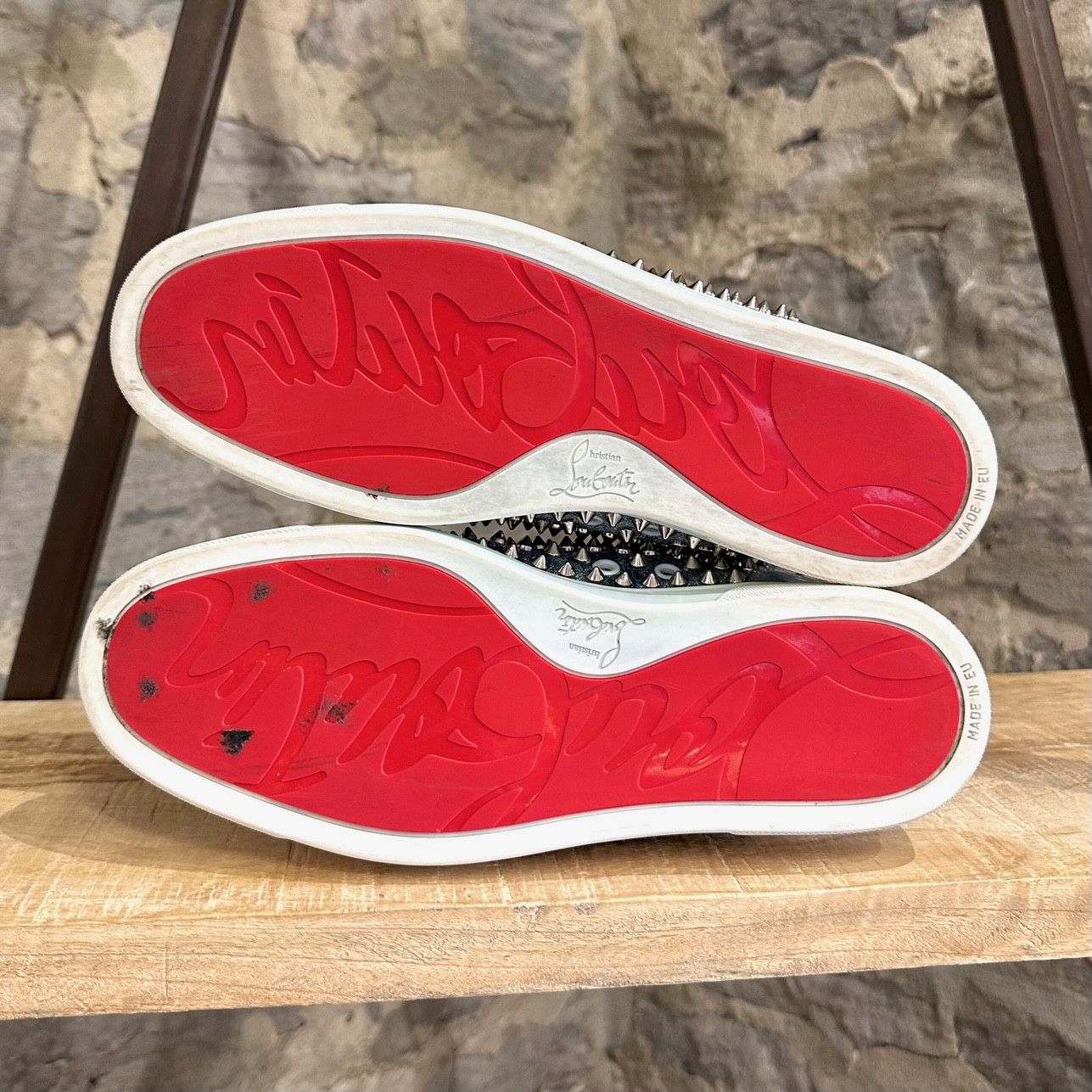 Christian Louboutin Christian Louboutin Washed Blue Denim Louis Spikes Sneakers Size US 8 / EU 41 - 9 Thumbnail