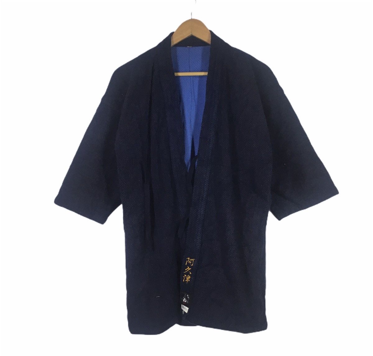 Indigo × Japanese Brand × Pure Blue Japan Men’s Modern Cardigan Style Sashiko Noragi Swordsman Kimono Size US L / EU 52-54 / 3 - 1 Thumbnail