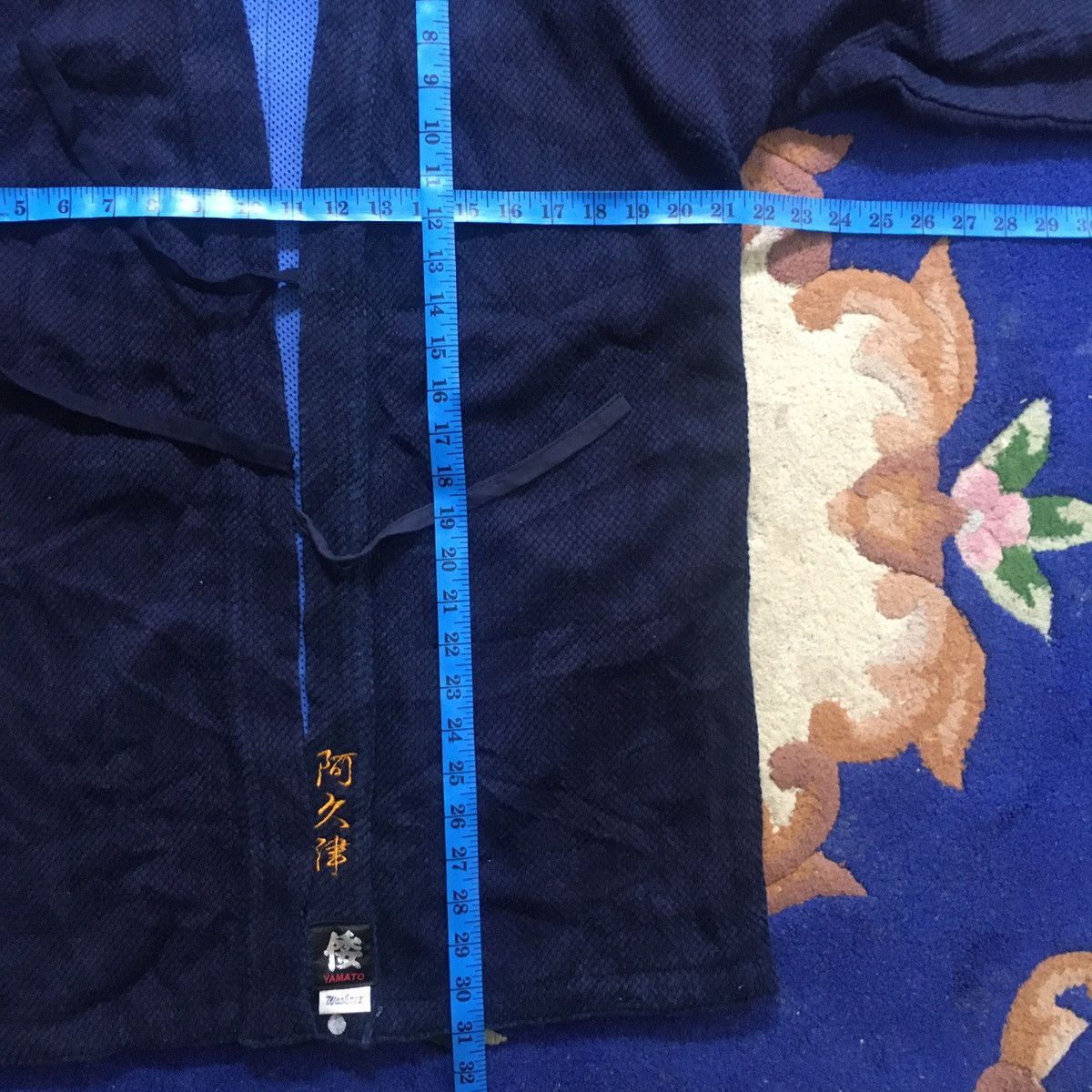 Indigo × Japanese Brand × Pure Blue Japan Men’s Modern Cardigan Style Sashiko Noragi Swordsman Kimono Size US L / EU 52-54 / 3 - 8 Thumbnail