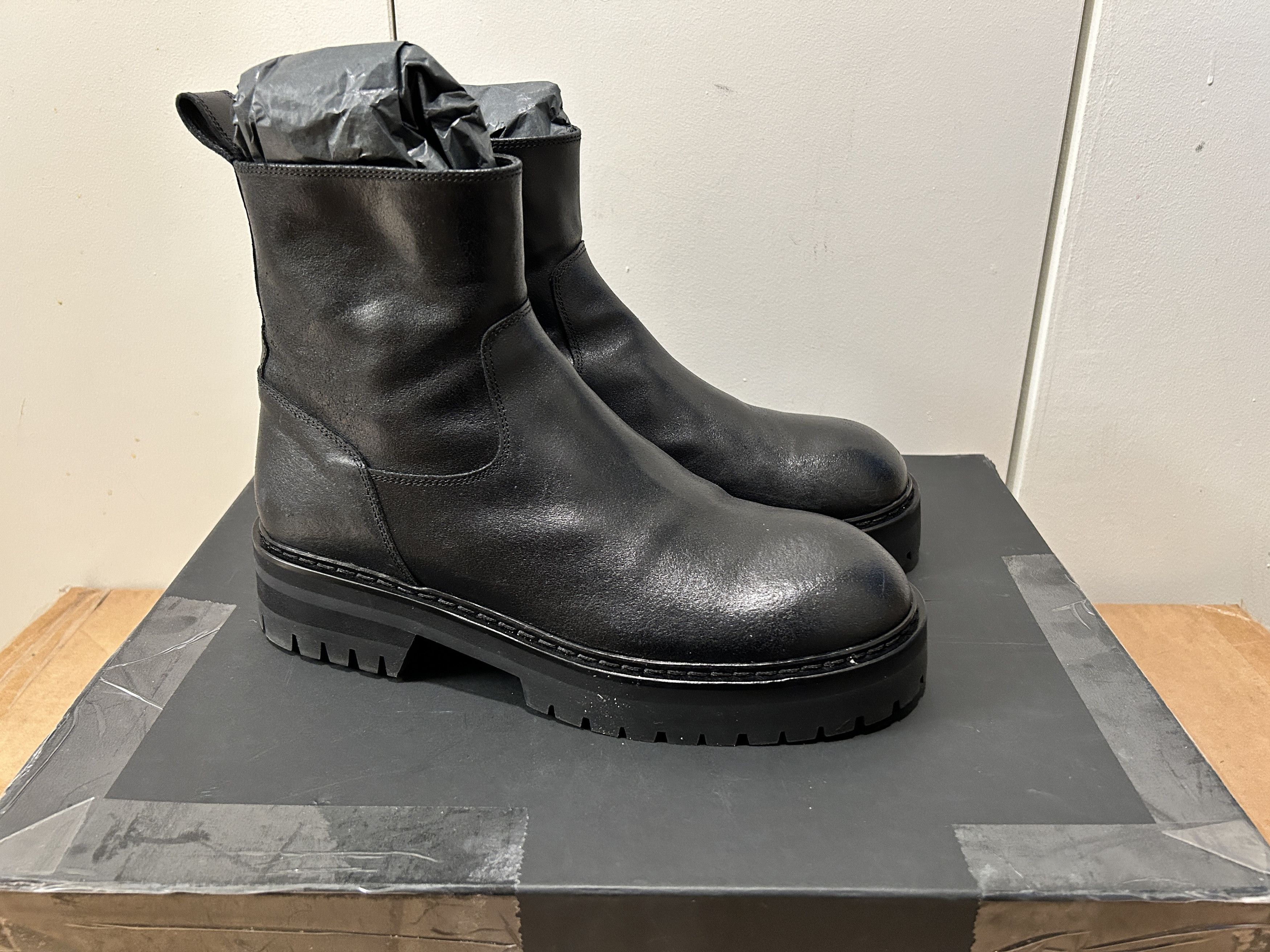 image of Ann Demeulemeester Black Leather Boots Suede Country Nero, Women's (Size 8)