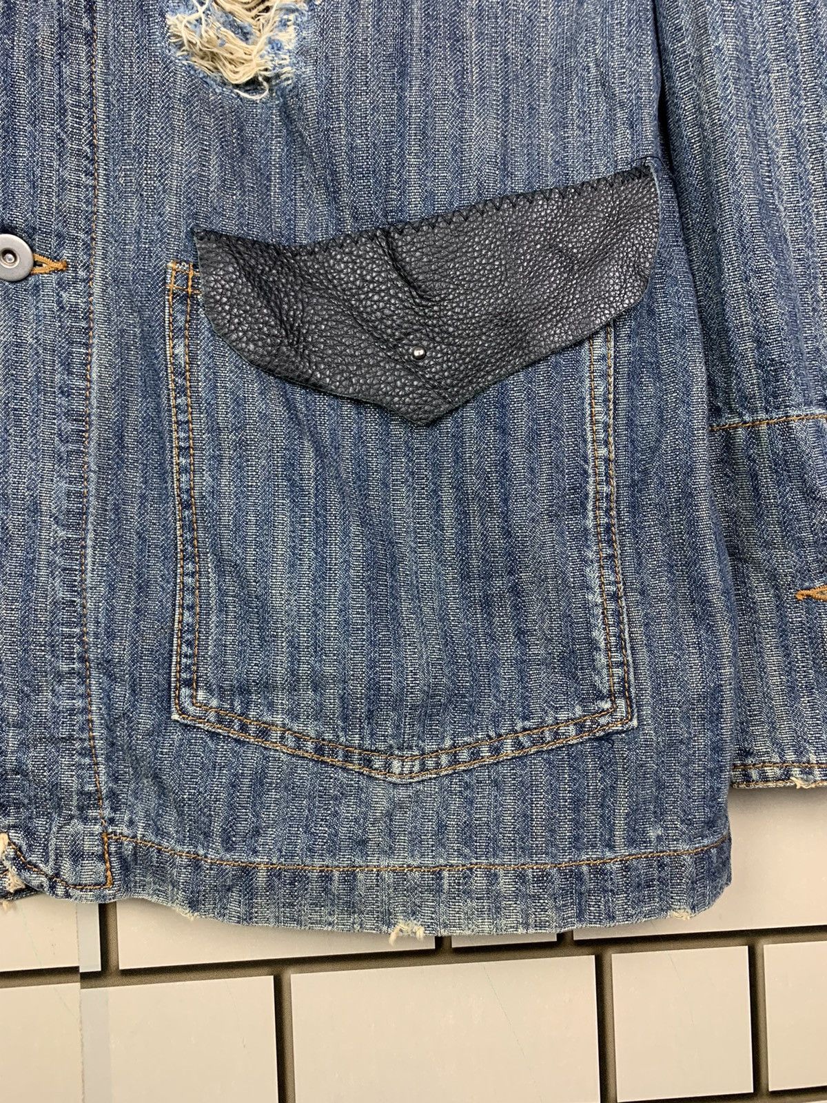 If Six Was Nine × Japanese Brand × Vintage Vintage Japanese Brand Thanx God Distressed Denim Jacket Size US L / EU 52-54 / 3 - 10 Thumbnail