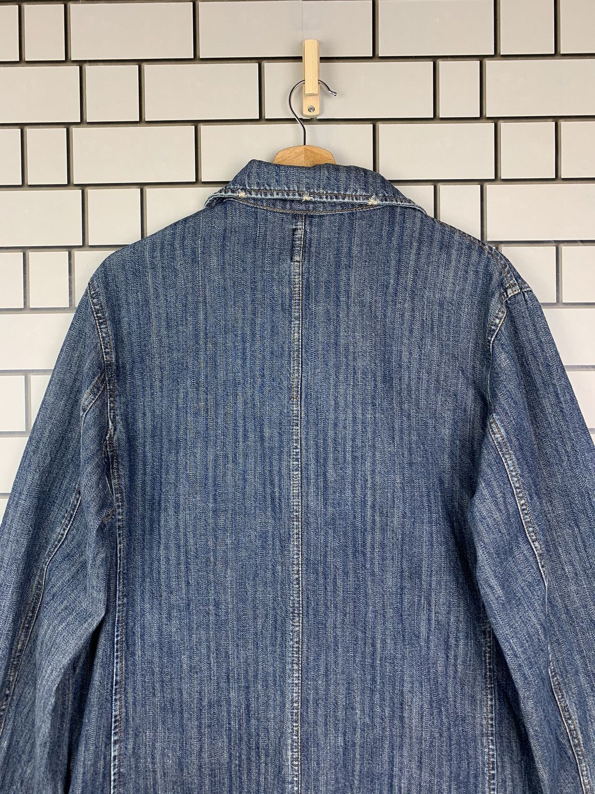 If Six Was Nine × Japanese Brand × Vintage Vintage Japanese Brand Thanx God Distressed Denim Jacket Size US L / EU 52-54 / 3 - 13 Thumbnail