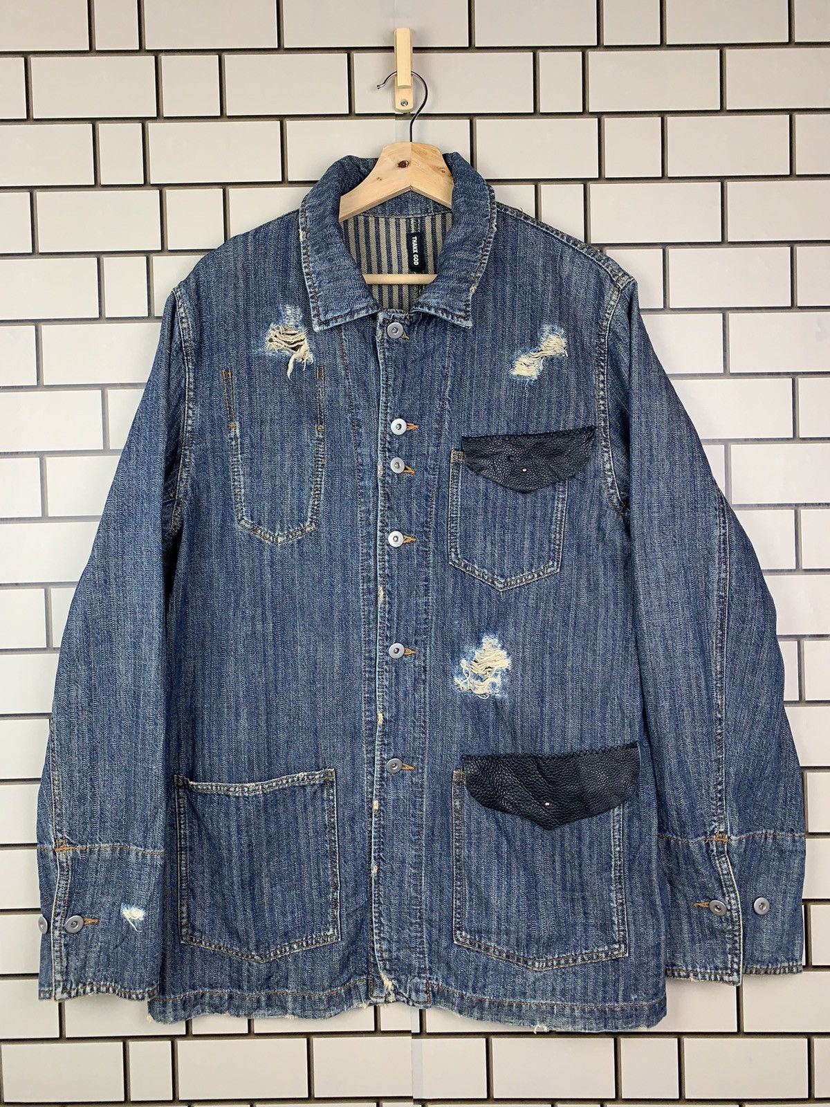 If Six Was Nine × Japanese Brand × Vintage Vintage Japanese Brand Thanx God Distressed Denim Jacket Size US L / EU 52-54 / 3 - 2 Thumbnail