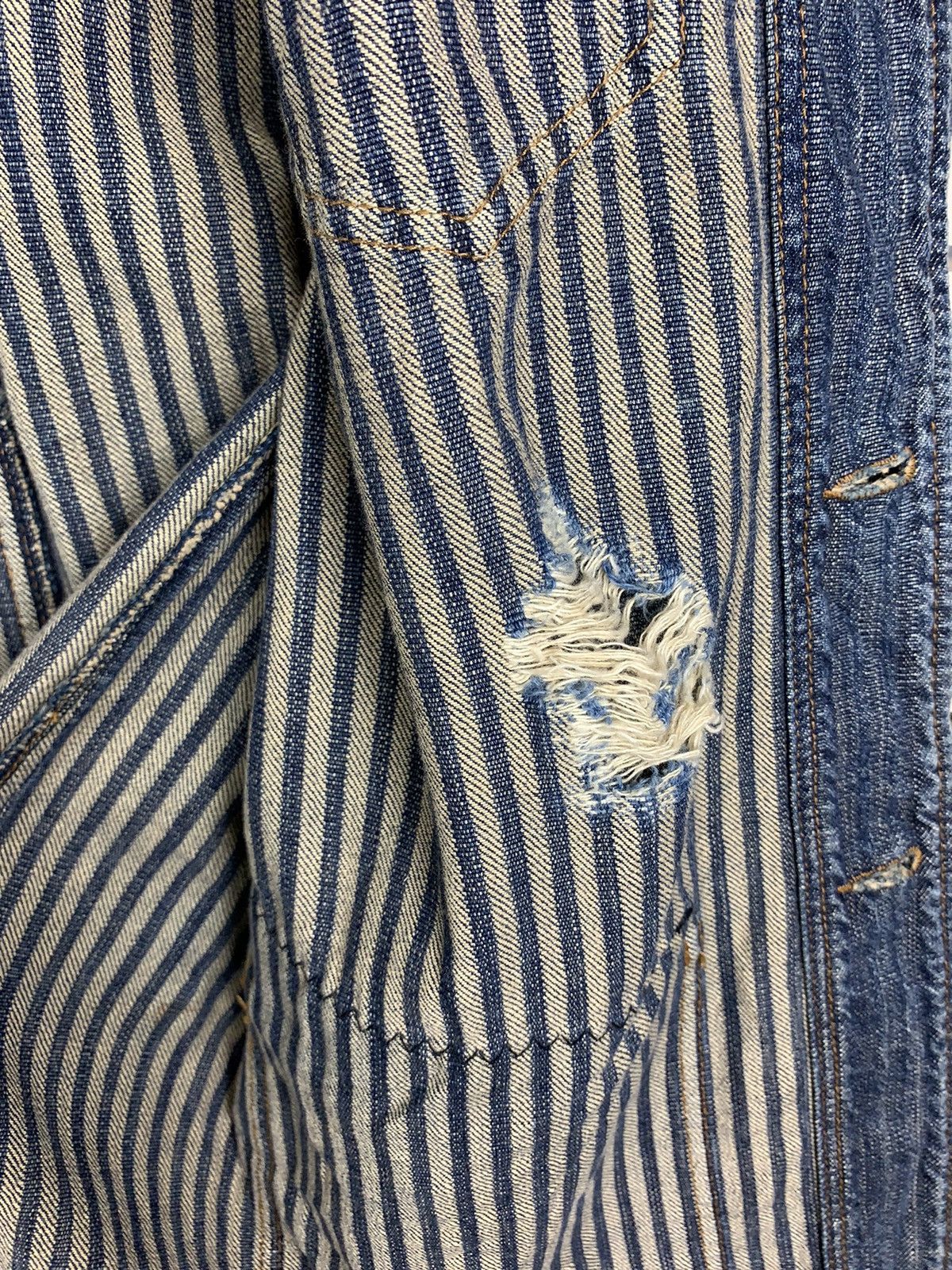 If Six Was Nine × Japanese Brand × Vintage Vintage Japanese Brand Thanx God Distressed Denim Jacket Size US L / EU 52-54 / 3 - 18 Thumbnail