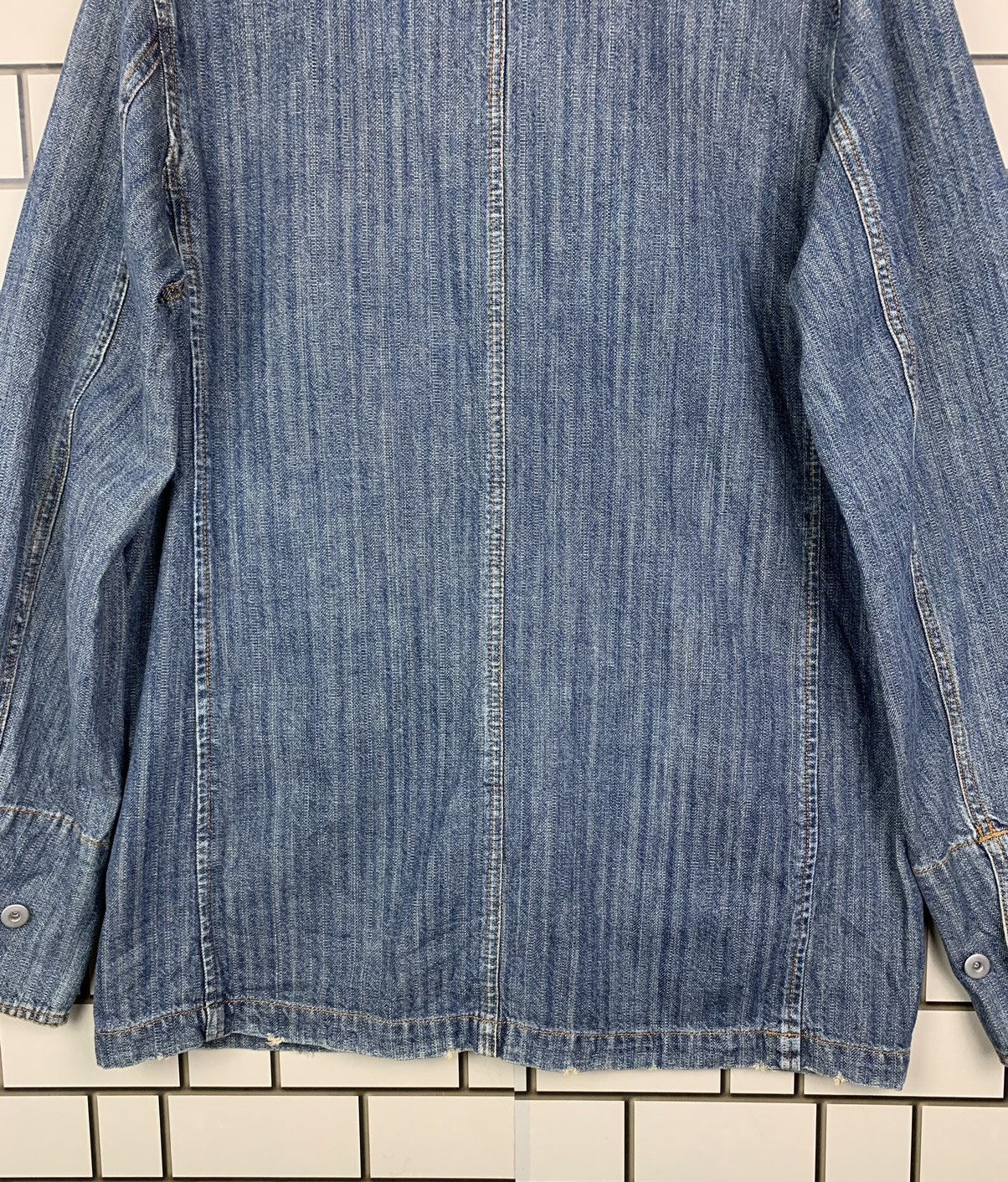If Six Was Nine × Japanese Brand × Vintage Vintage Japanese Brand Thanx God Distressed Denim Jacket Size US L / EU 52-54 / 3 - 14 Thumbnail