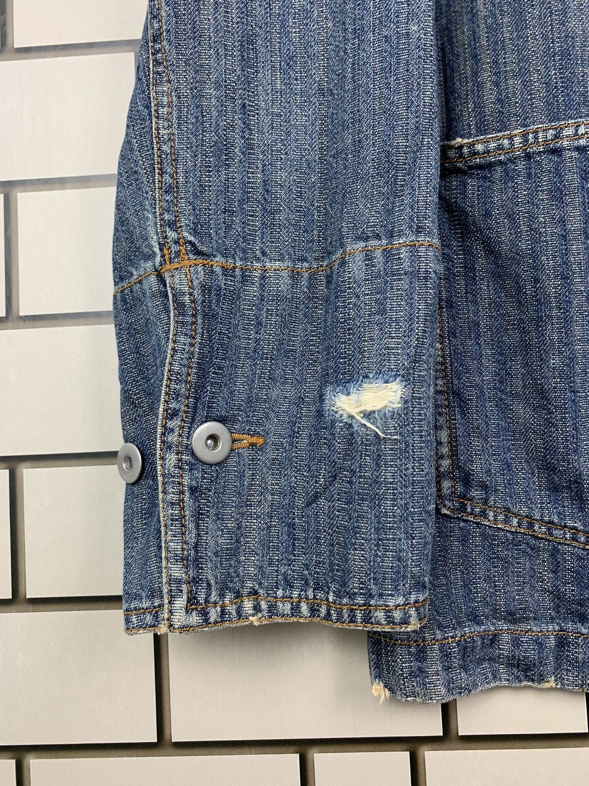 If Six Was Nine × Japanese Brand × Vintage Vintage Japanese Brand Thanx God Distressed Denim Jacket Size US L / EU 52-54 / 3 - 9 Thumbnail