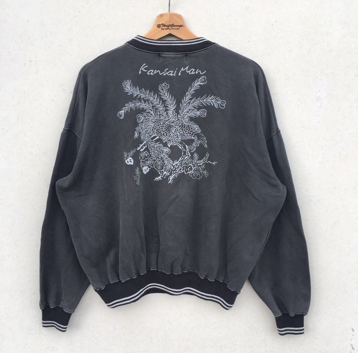 Vtg Sunfaded Kansai Man Embroided Eagle Spellout Sweatshirt