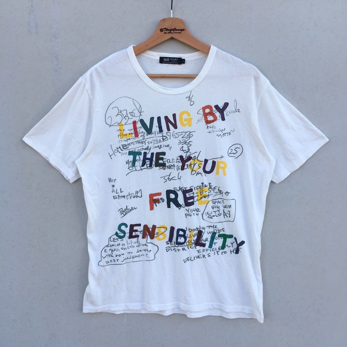 Beams Plus Rare‼️Vintage 90s Beams Heart Scribbled Graphic Tees Size US L / EU 52-54 / 3 - 1 Thumbnail