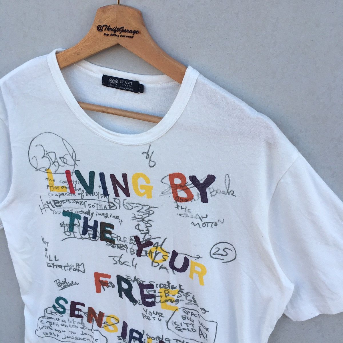 Beams Plus Rare‼️Vintage 90s Beams Heart Scribbled Graphic Tees Size US L / EU 52-54 / 3 - 4 Thumbnail