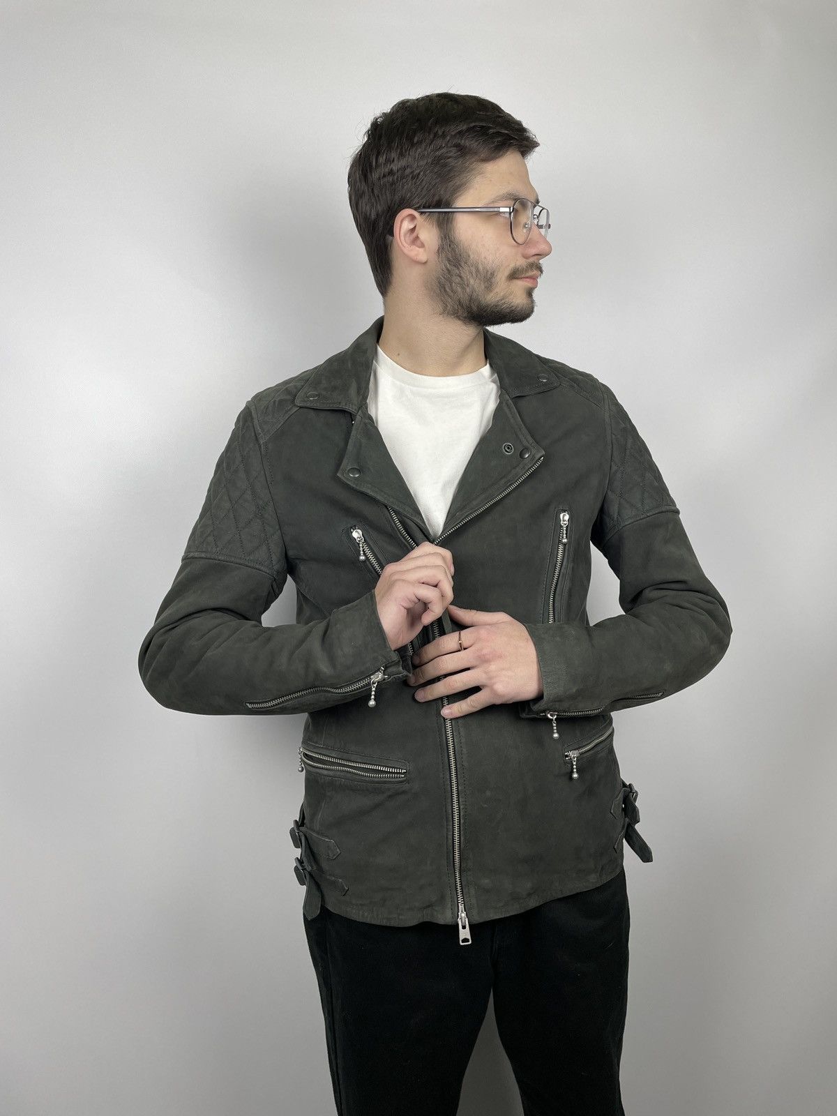 Allsaints AllSaints Kenji Biker Sheep Leather Jacket Size US M / EU 48-50 / 2 - 2 Thumbnail