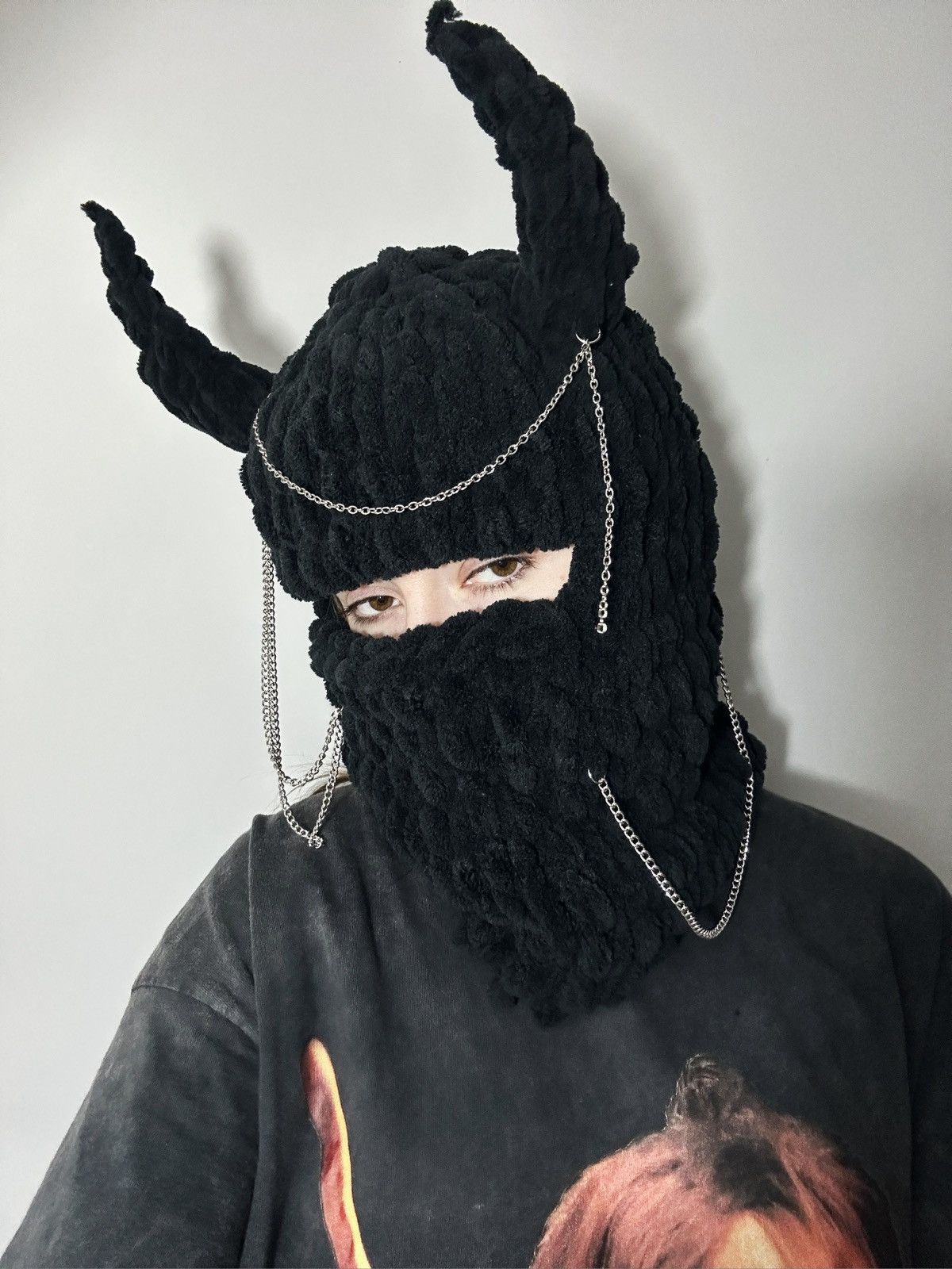 Devil ski mask Horns balaclava Man red hat Scull hat