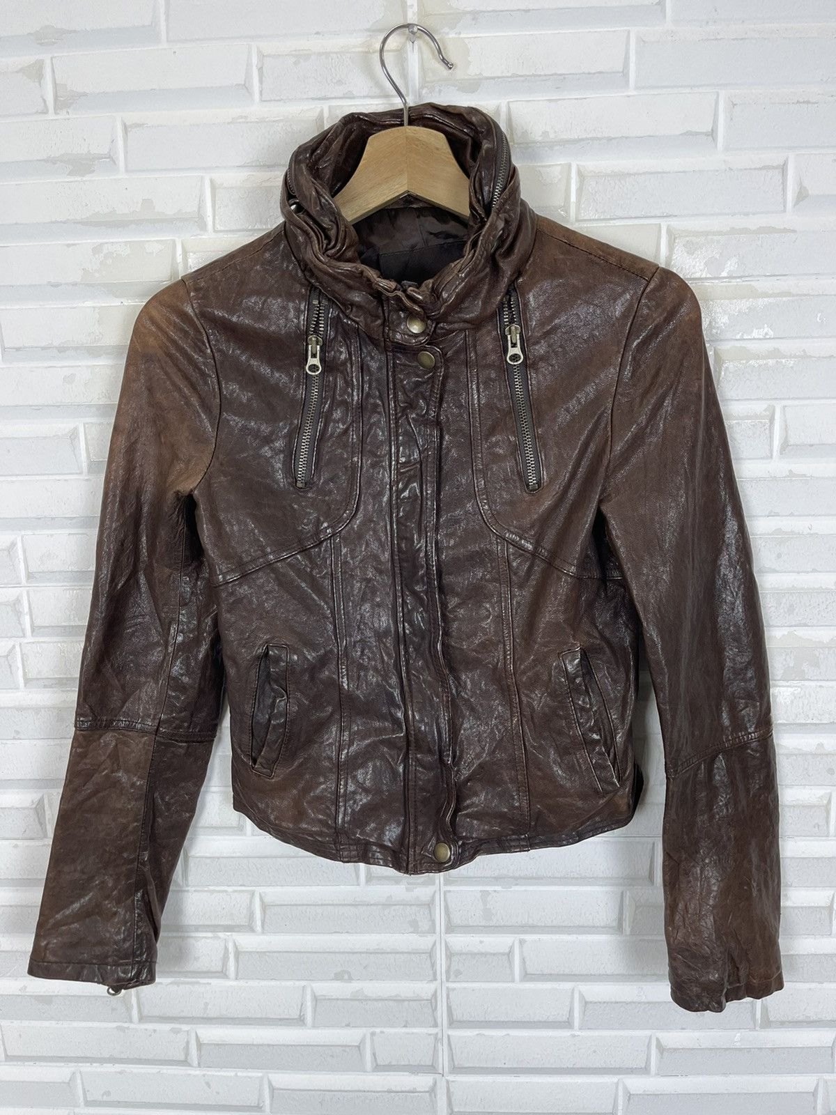 14th Addiction × Japanese Brand CROP LEATHER JACKET INSPIRED 14th ADDICTION LGB STYLE Size US XS / EU 42 / 0 - 2 Thumbnail