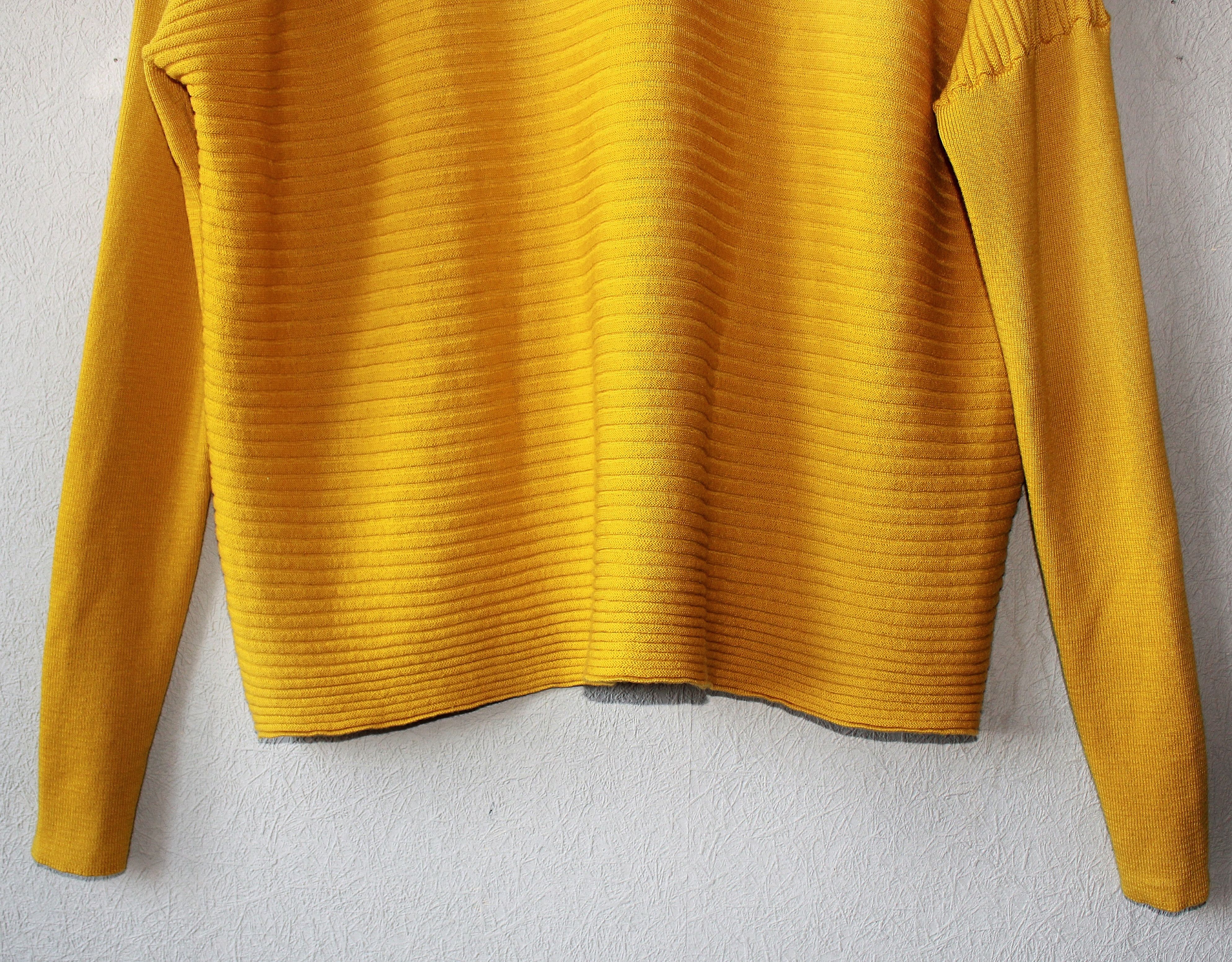 Jean Paul Gaultier Virgin Wool Mustard Wide Drop Shoulders Sweater Size L / US 10 / IT 46 - 3 Thumbnail