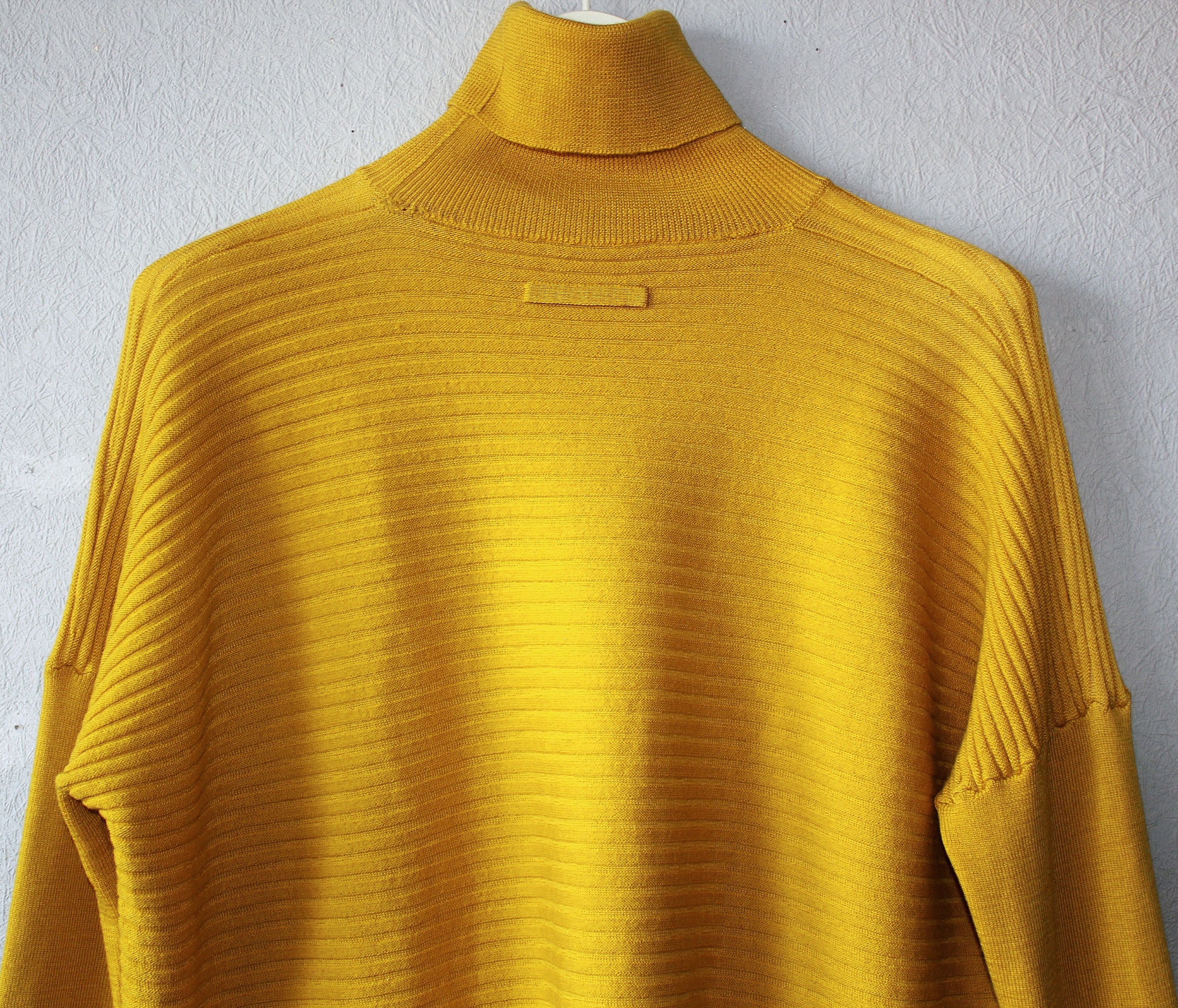 Jean Paul Gaultier Virgin Wool Mustard Wide Drop Shoulders Sweater Size L / US 10 / IT 46 - 5 Thumbnail