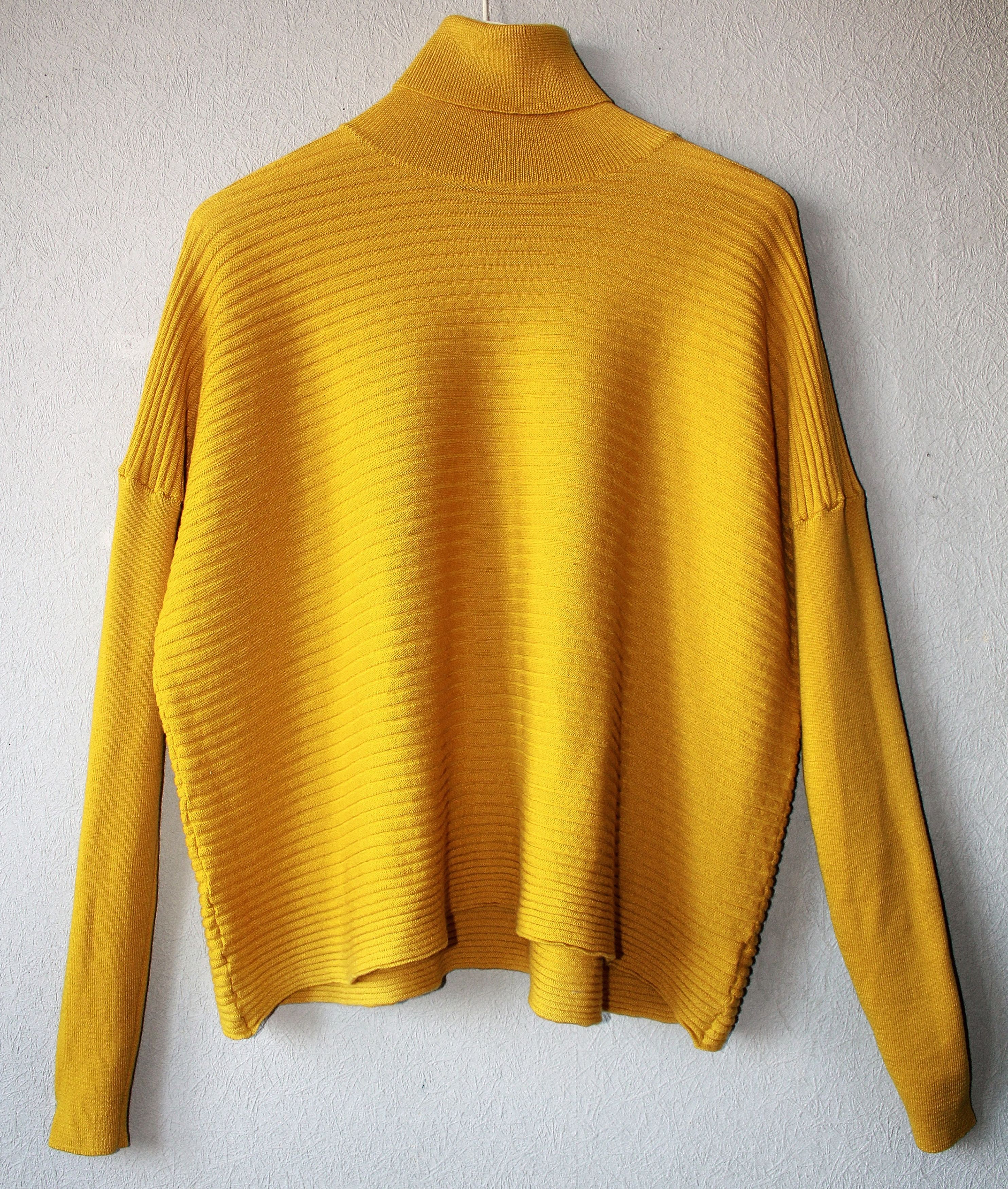 Jean Paul Gaultier Virgin Wool Mustard Wide Drop Shoulders Sweater Size L / US 10 / IT 46 - 1 Thumbnail