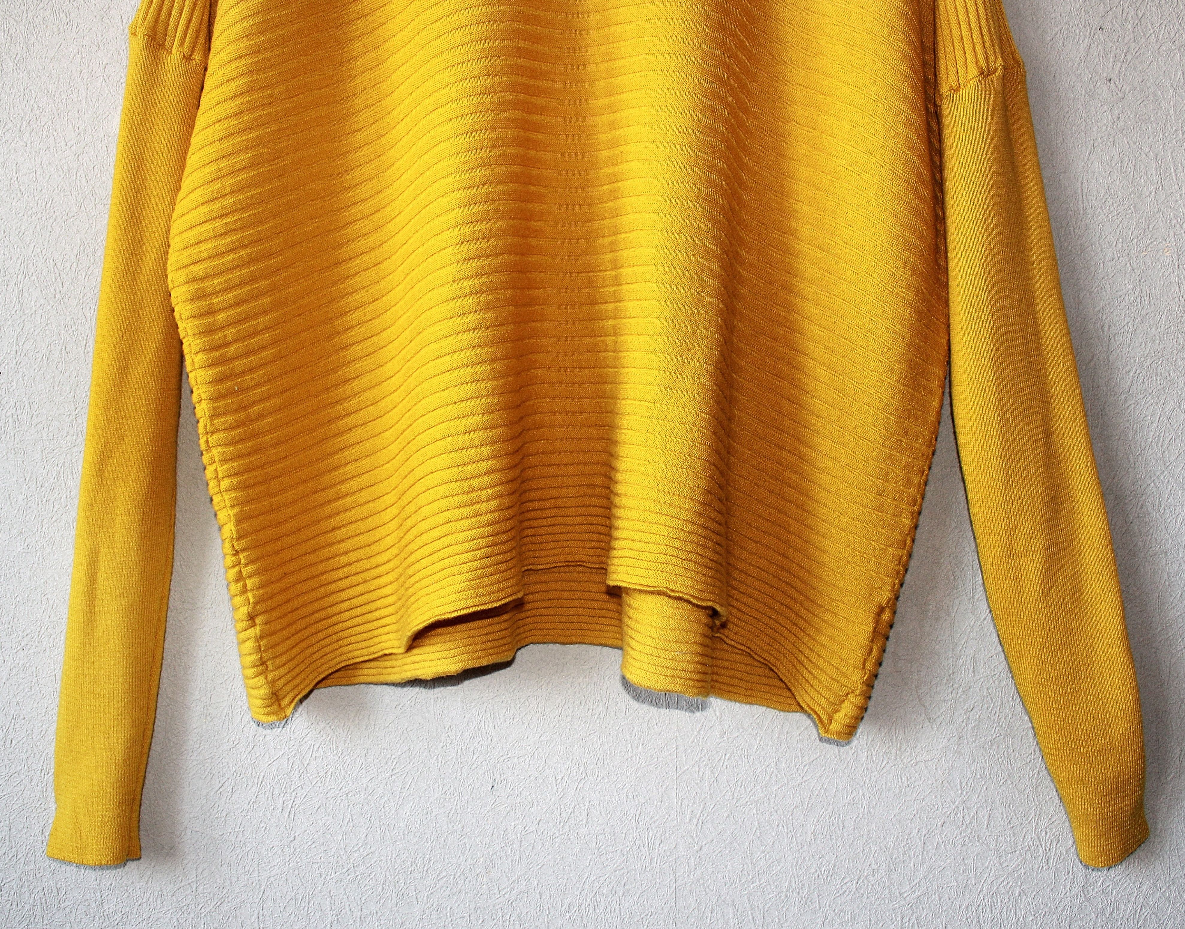 Jean Paul Gaultier Virgin Wool Mustard Wide Drop Shoulders Sweater Size L / US 10 / IT 46 - 6 Thumbnail