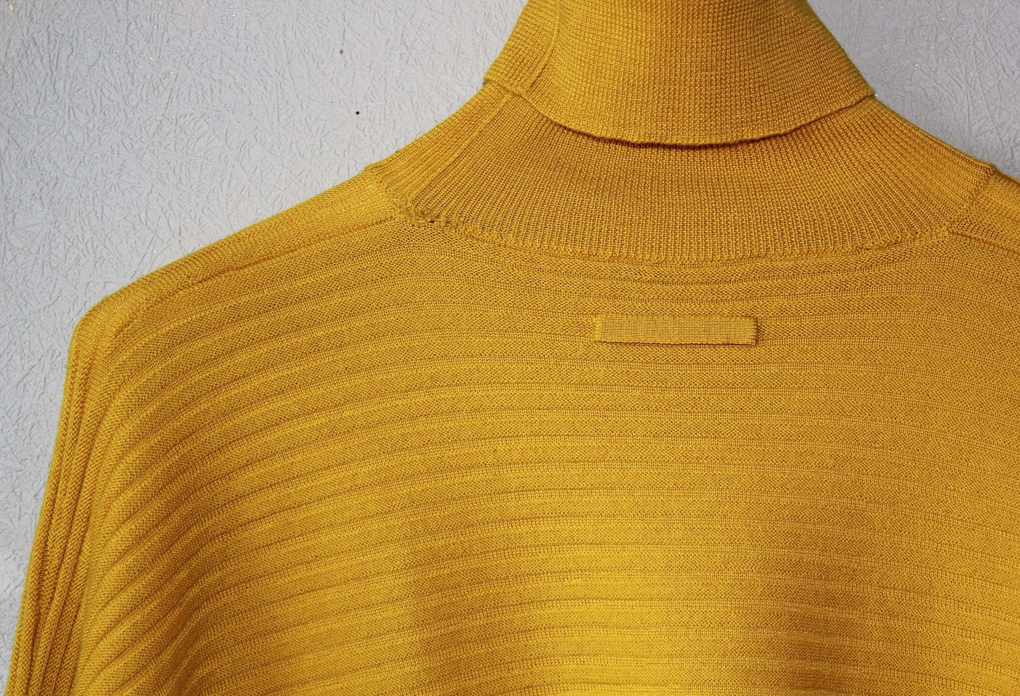 Jean Paul Gaultier Virgin Wool Mustard Wide Drop Shoulders Sweater Size L / US 10 / IT 46 - 9 Thumbnail
