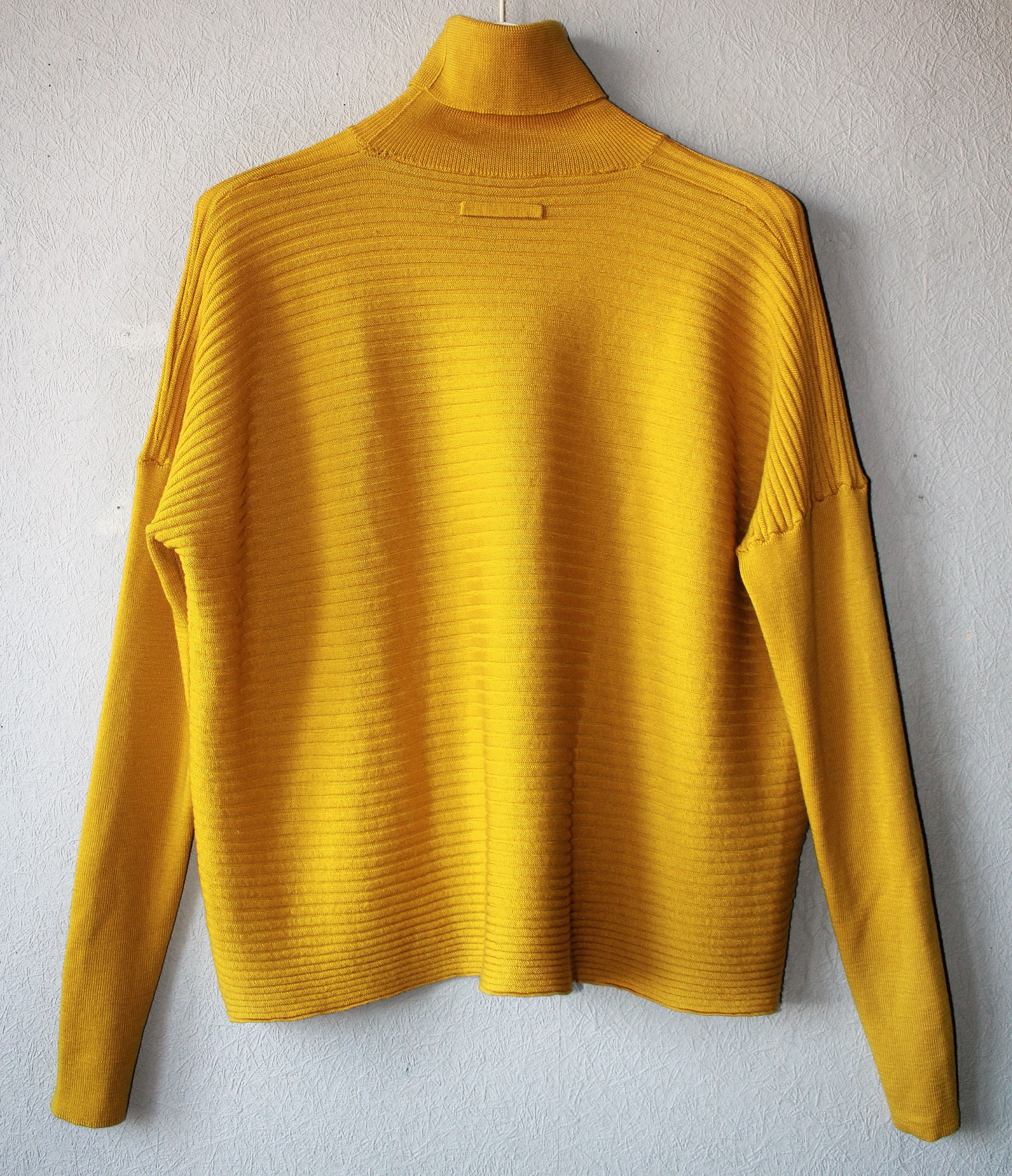 Jean Paul Gaultier Virgin Wool Mustard Wide Drop Shoulders Sweater Size L / US 10 / IT 46 - 4 Thumbnail