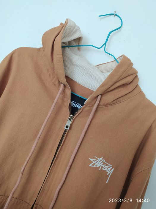 Vintage 💥RARE ITEM💥 Stussy Brown Hoodie Jacket-Duck Parker