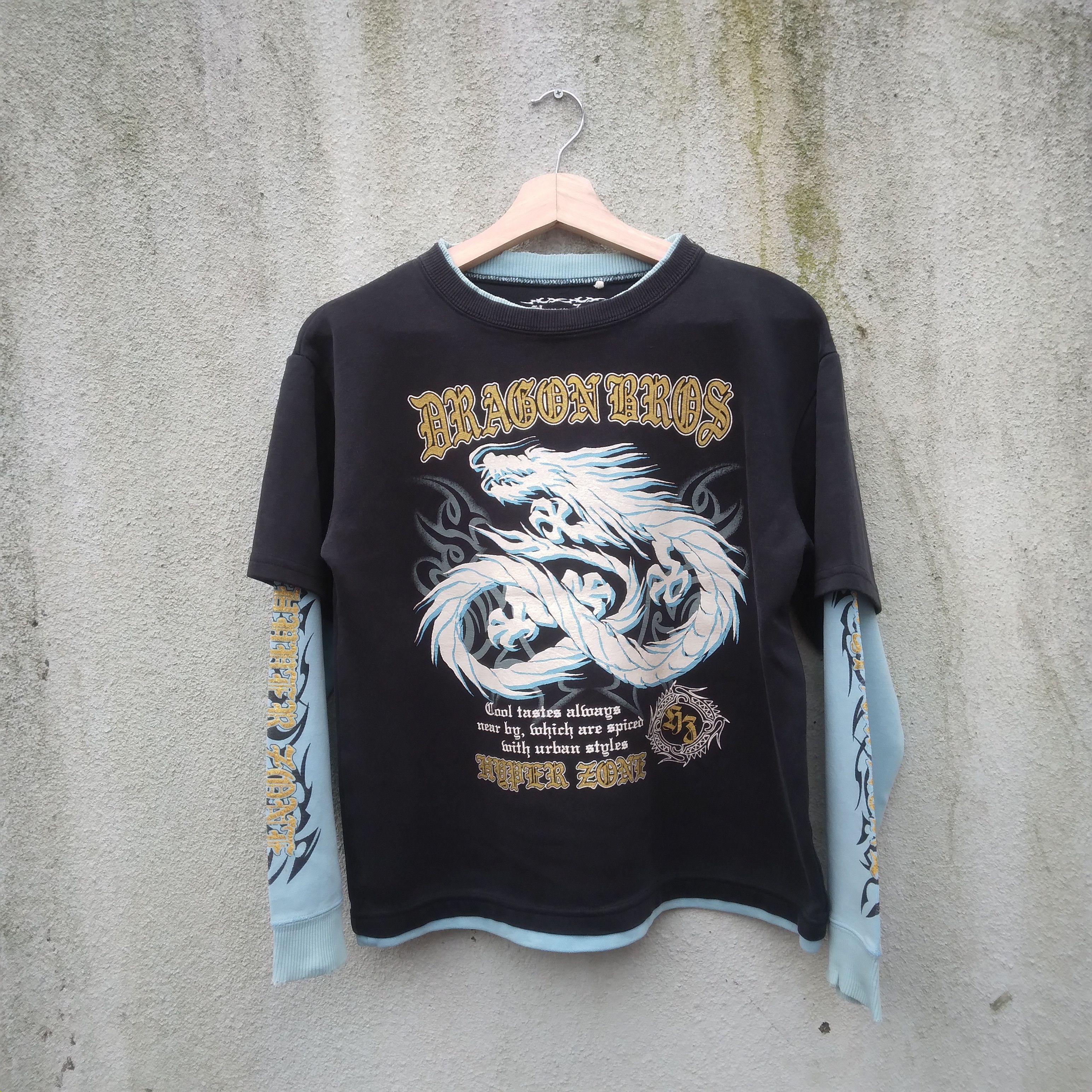 Vtg Dragon Bros Big Logo Dragon Design Long Sleeve shirt