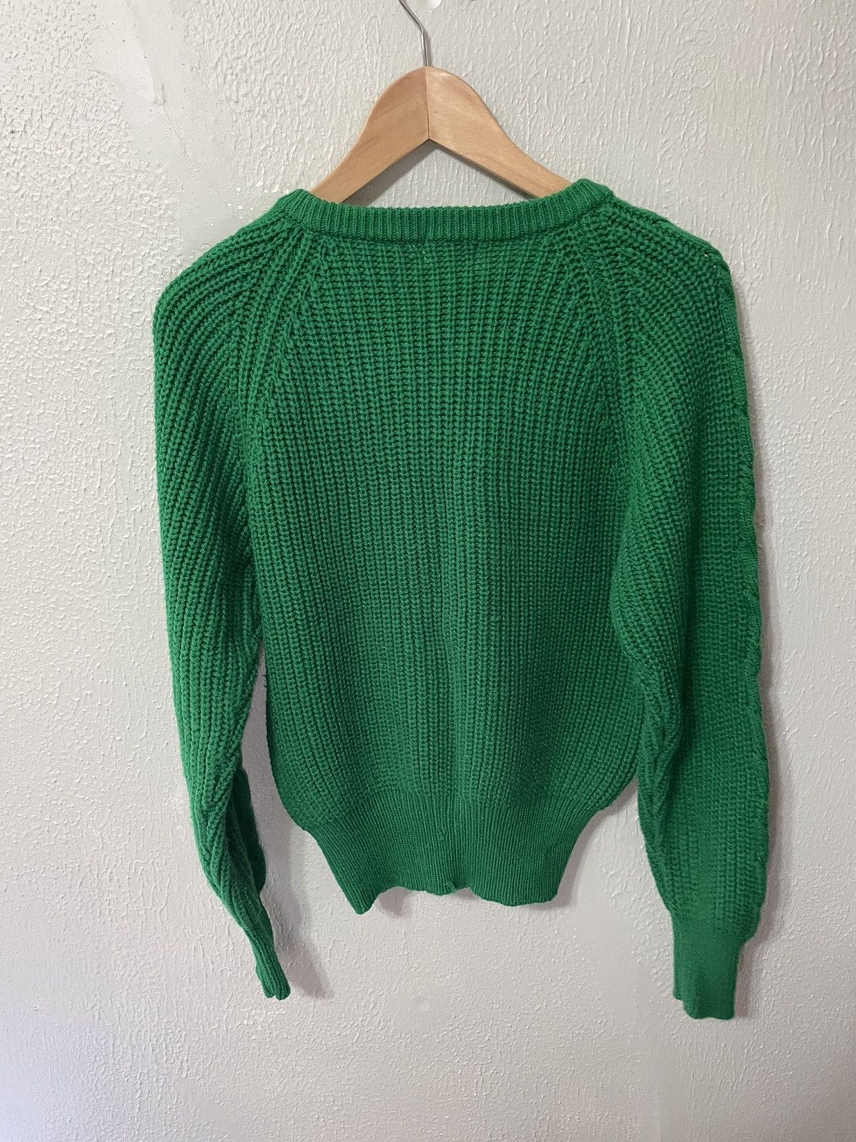 Vintage Vintage Kelly Green Micro Ribbed Cable Knit Sweater Size US S / EU 44-46 / 1 - 3 Thumbnail