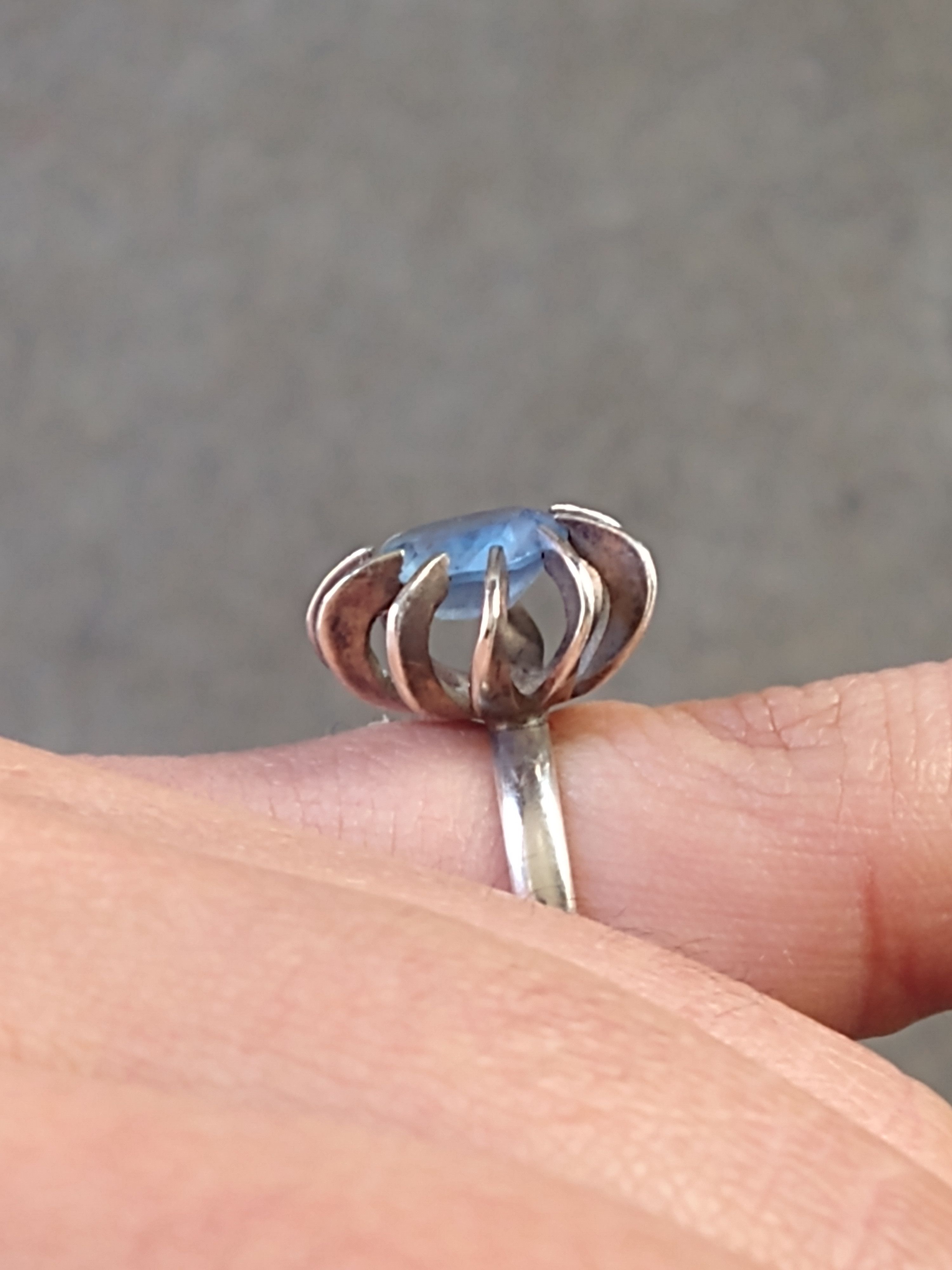 Jewelry × Sterling Silver × Vintage Vintage Sterling Silver Ring Size 7.5 Blue CZ Modern 3.9g Size ONE SIZE - 15 Thumbnail