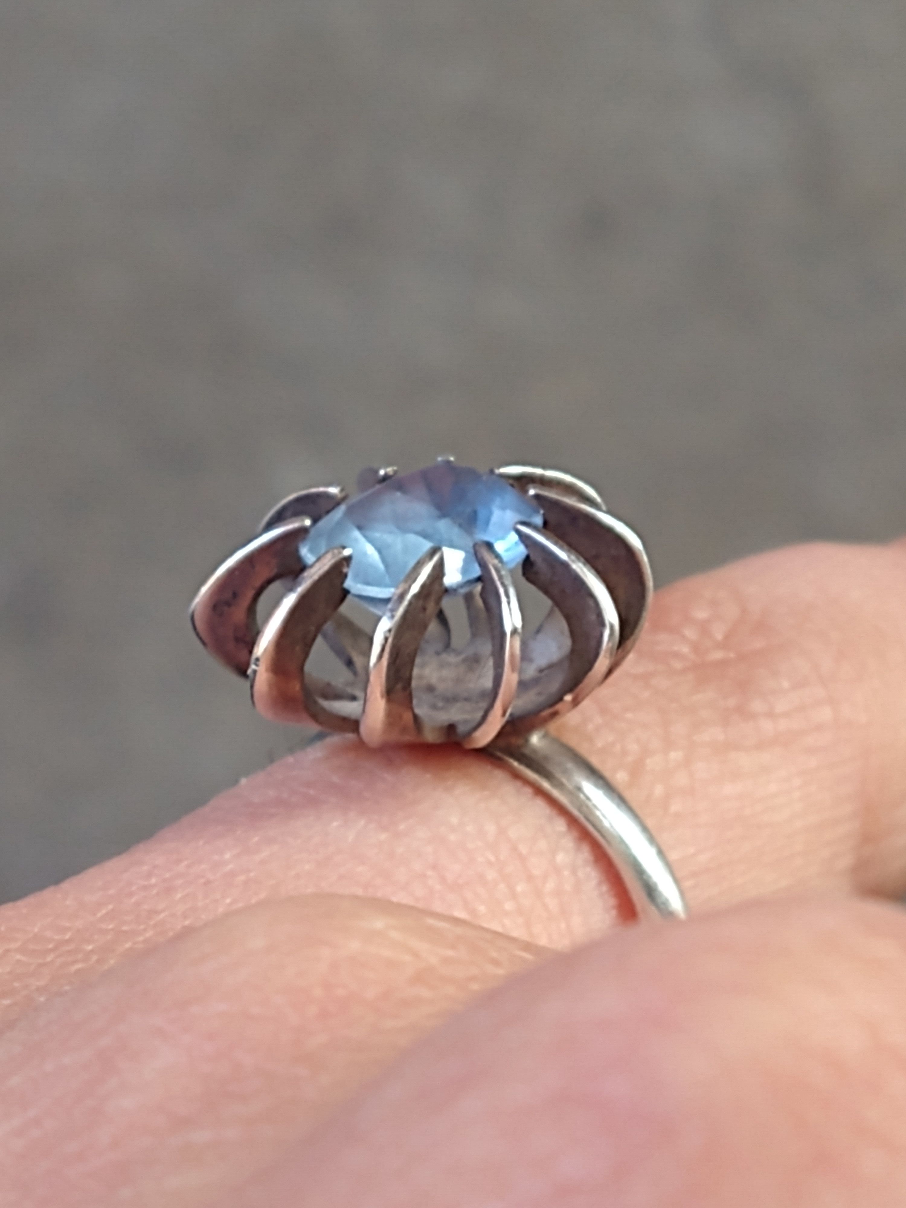 Jewelry × Sterling Silver × Vintage Vintage Sterling Silver Ring Size 7.5 Blue CZ Modern 3.9g Size ONE SIZE - 14 Thumbnail
