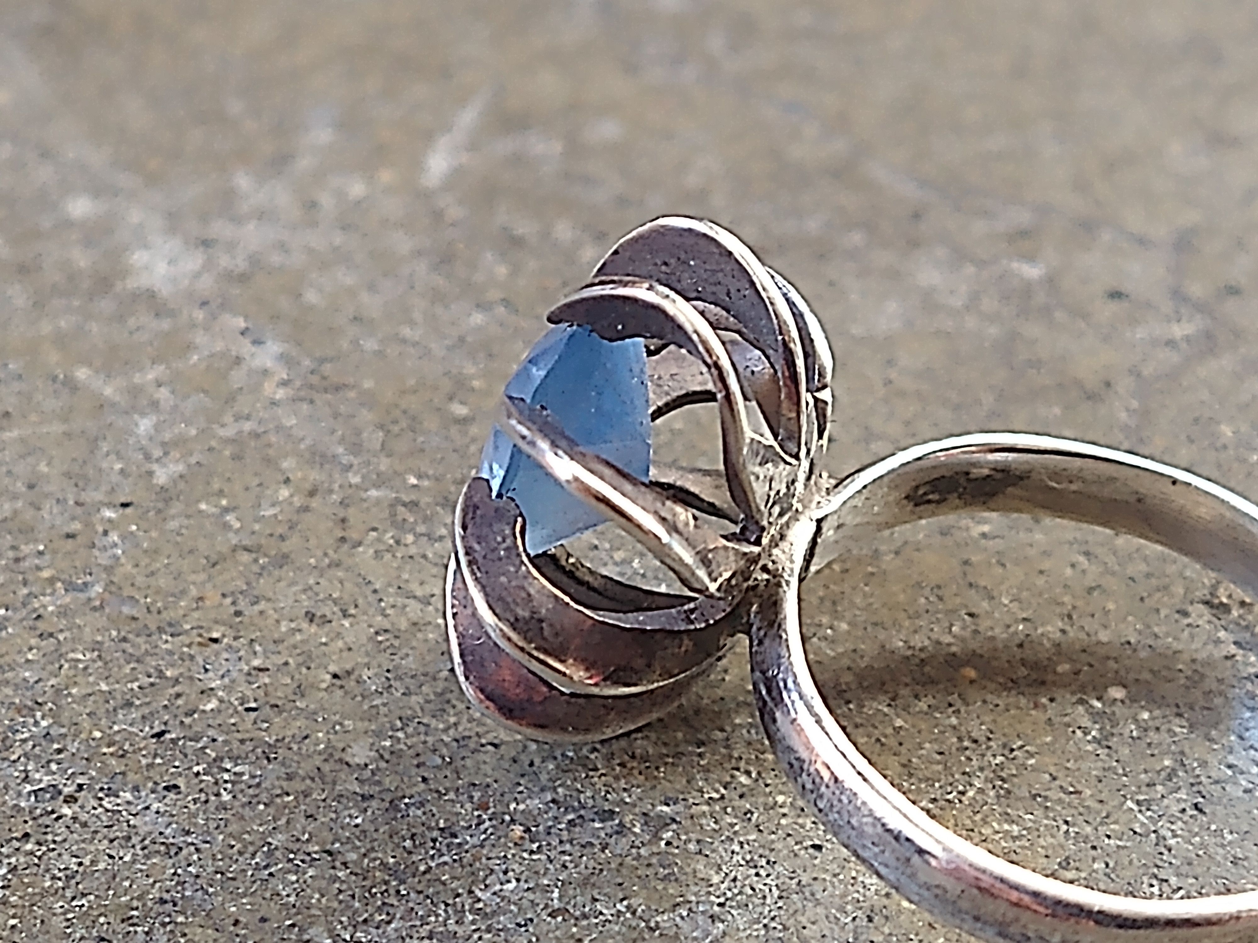 Jewelry × Sterling Silver × Vintage Vintage Sterling Silver Ring Size 7.5 Blue CZ Modern 3.9g Size ONE SIZE - 5 Thumbnail