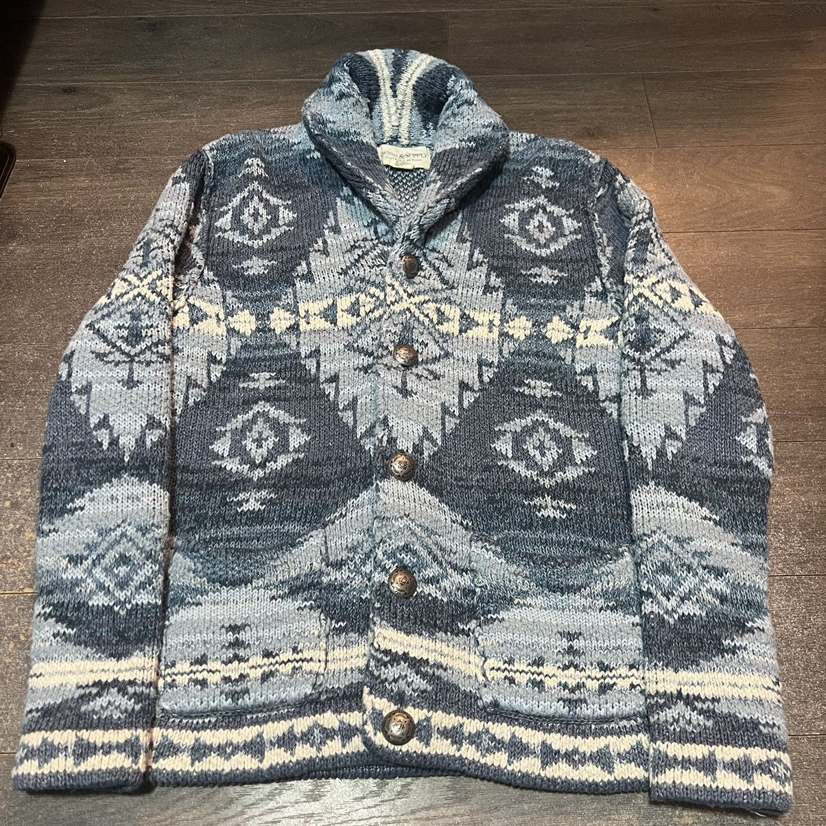 vintage denim supply Ralph Lauren button up knit sweater