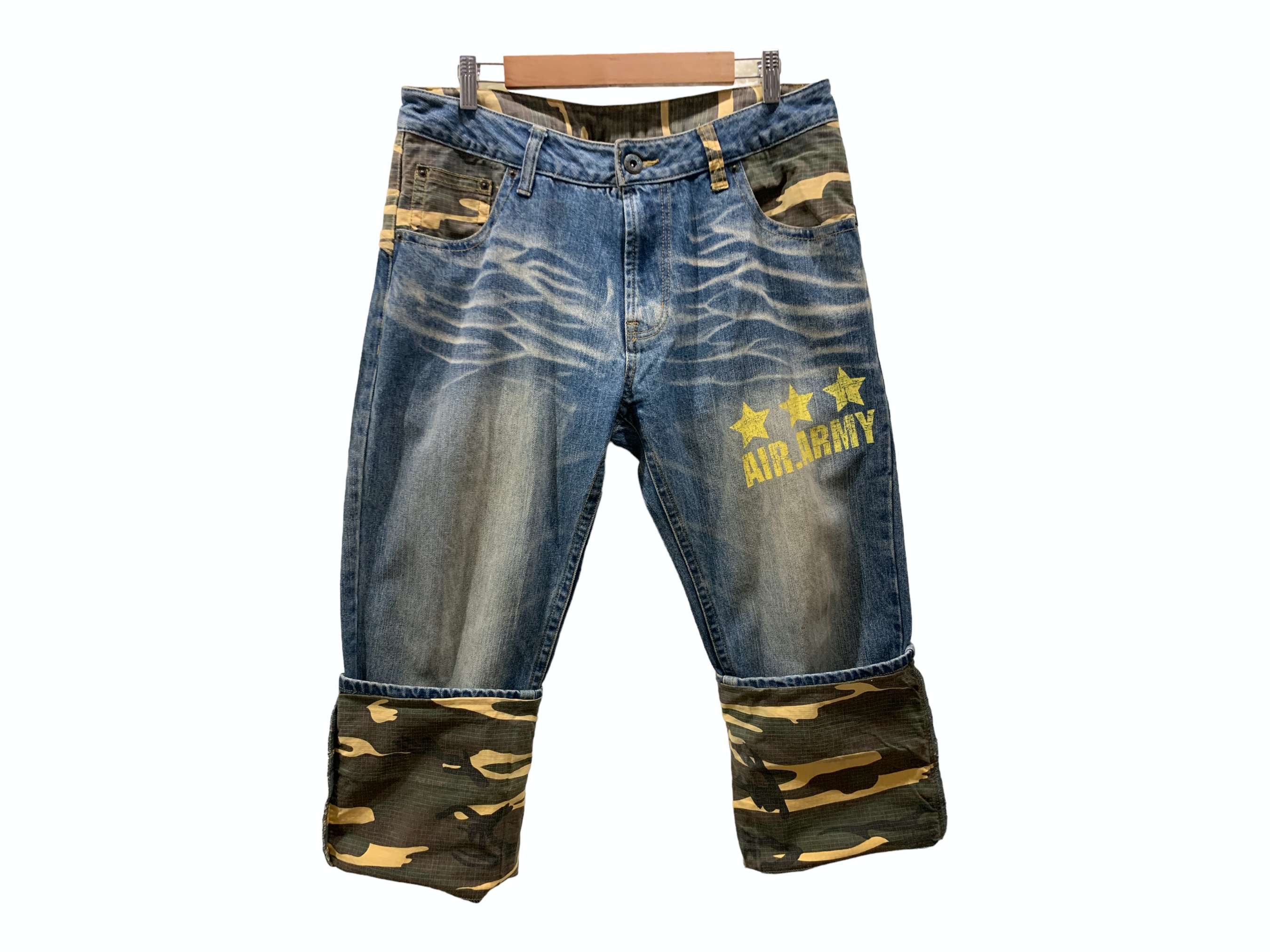 Japanese Brand Massive Squad Air Army Camo Denim Pants Distressed Jeans Size US 34 / EU 50 - 4 Thumbnail