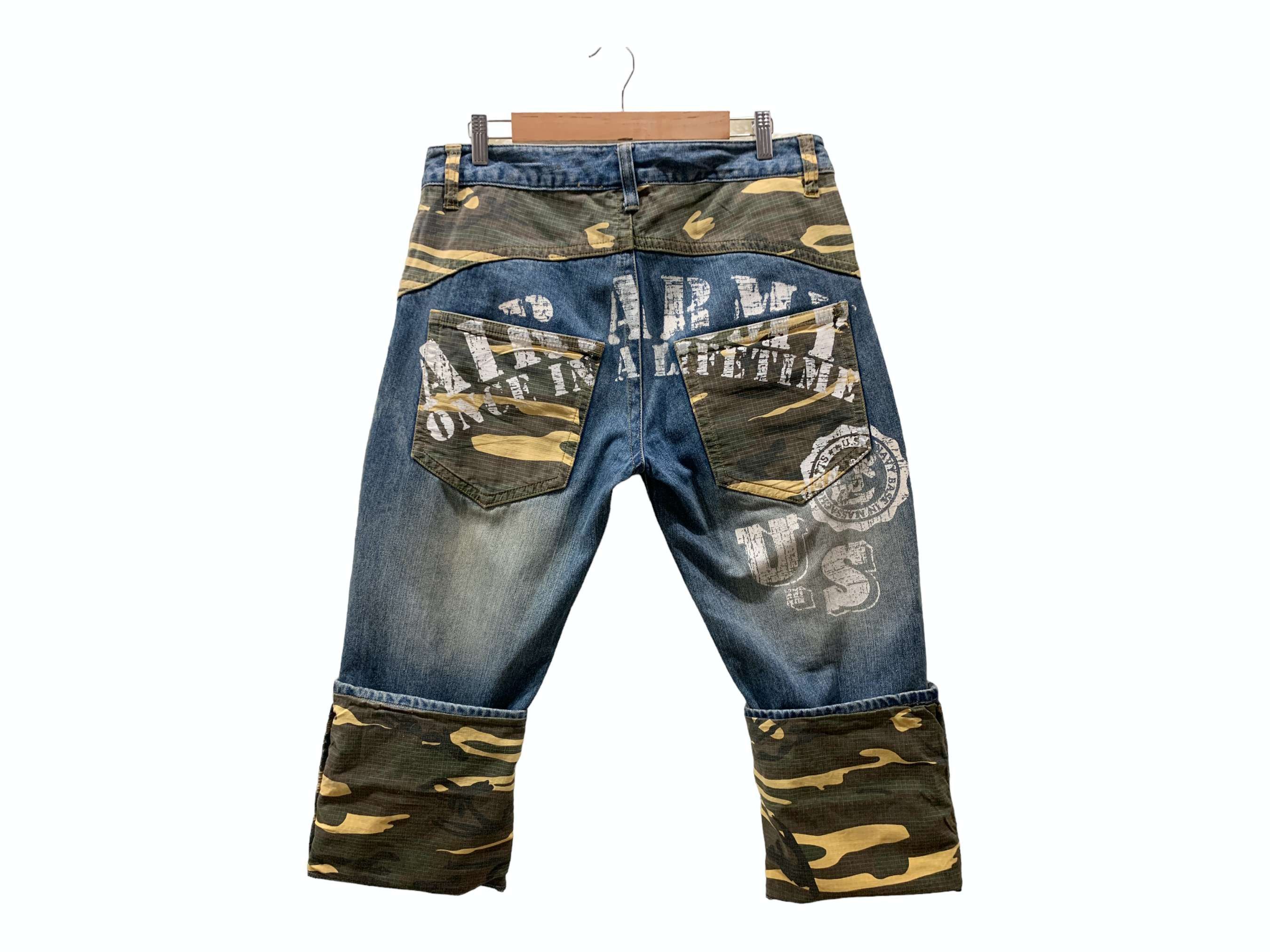 Japanese Brand Massive Squad Air Army Camo Denim Pants Distressed Jeans Size US 34 / EU 50 - 3 Thumbnail