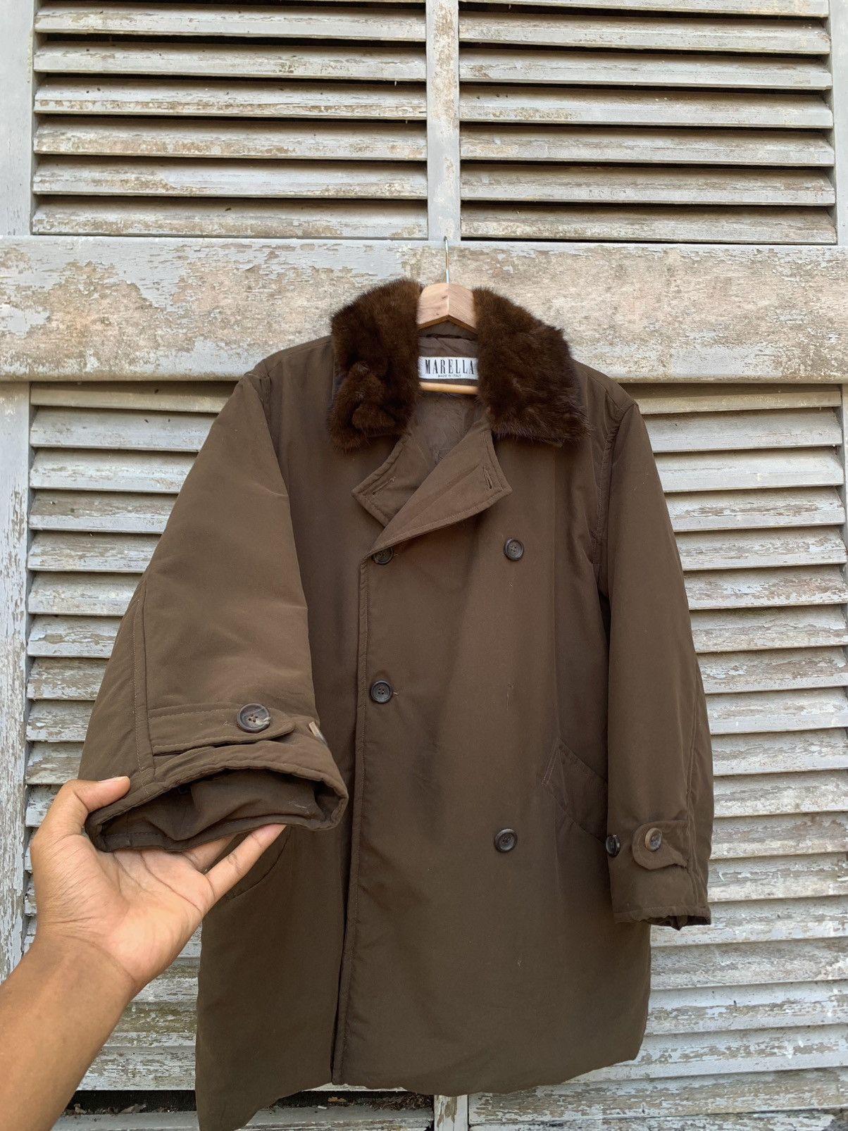 Vintage MARELLA Double Breasted Fur Collar Jacket Made In ITALY Size US L / EU 52-54 / 3 - 6 Thumbnail