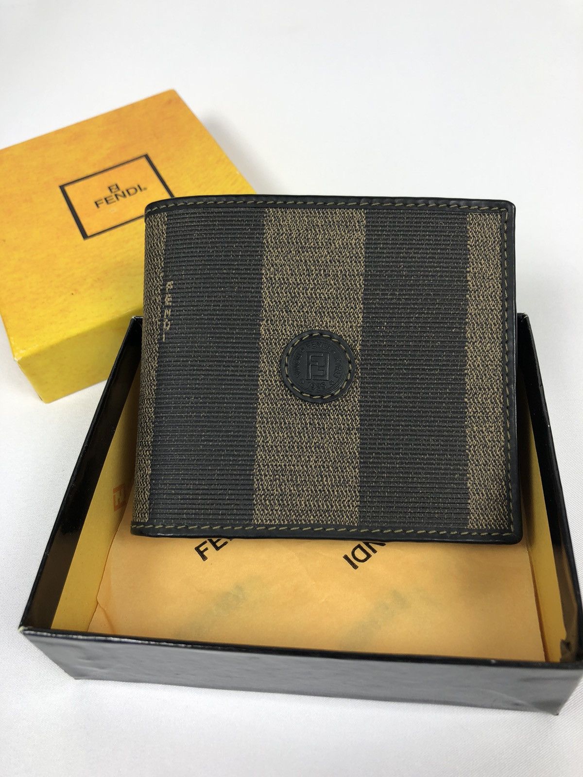 Fendi FF striped bifold wallet