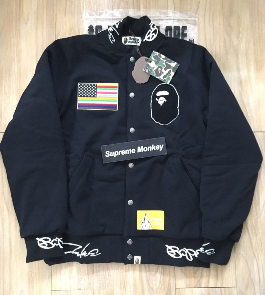 Bape Futura Bape x Futura Sweat Varsity Jacket Grailed