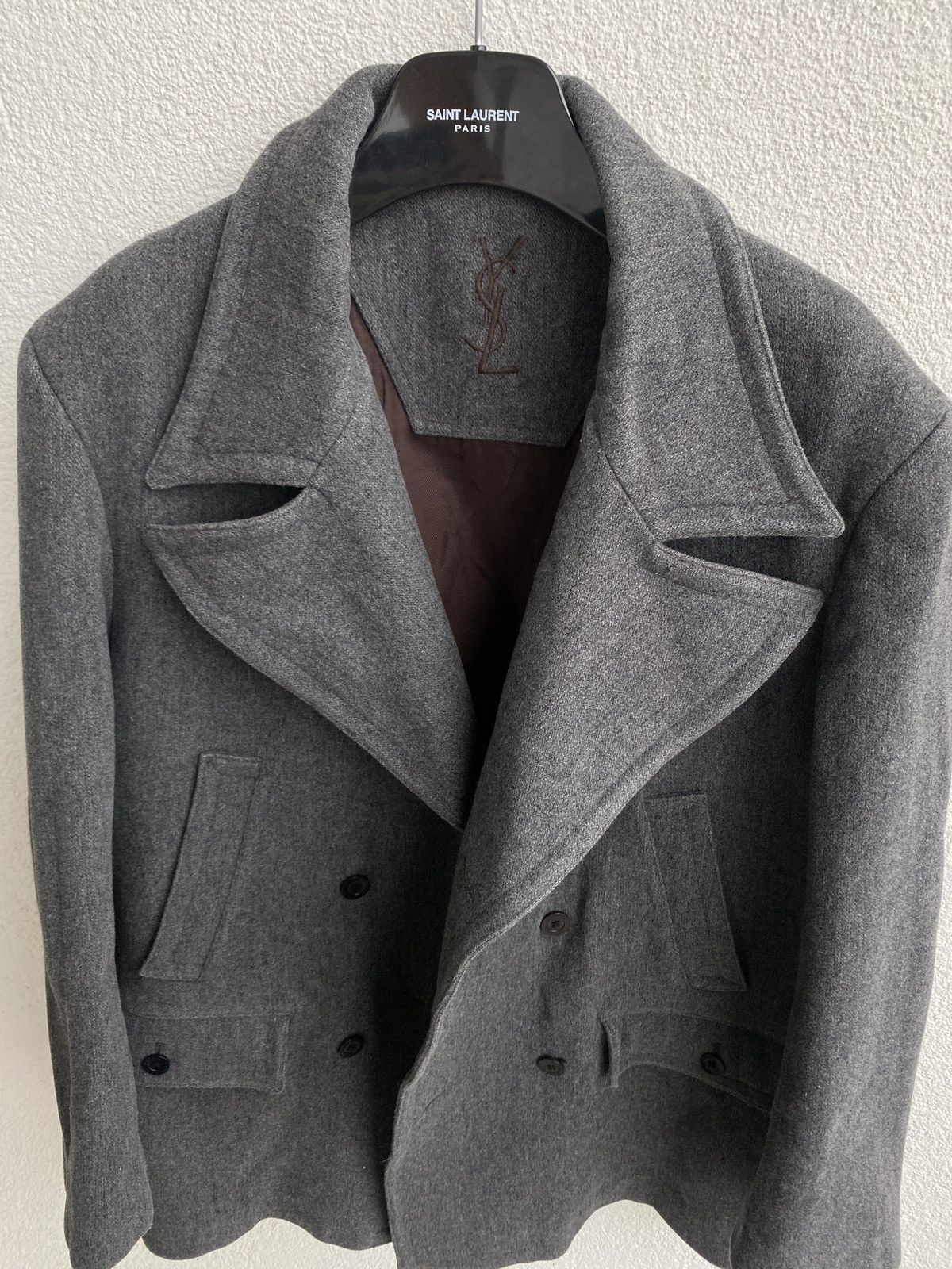 Yves Saint Laurent Wool YSL Coat Soft Peacock Jacket Size US L / EU 52-54 / 3 - 13 Thumbnail