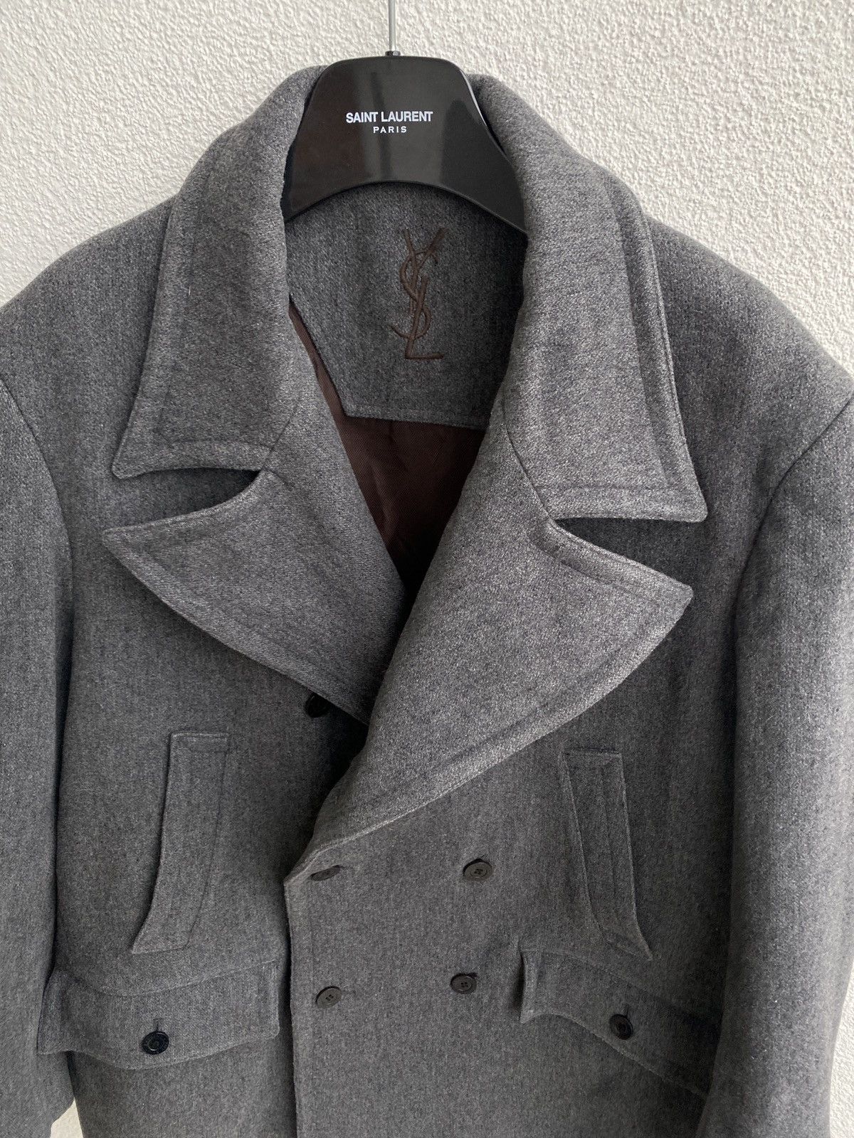 Yves Saint Laurent Wool YSL Coat Soft Peacock Jacket Size US L / EU 52-54 / 3 - 9 Thumbnail