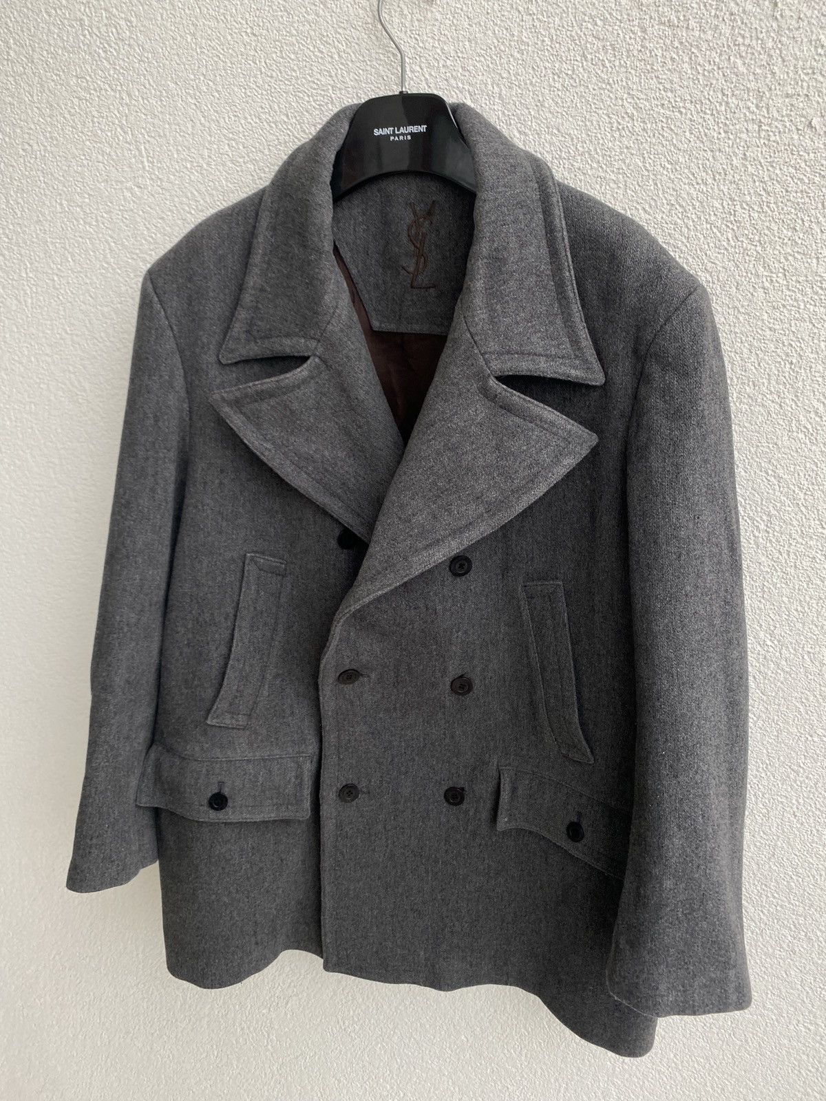 Yves Saint Laurent Wool YSL Coat Soft Peacock Jacket Size US L / EU 52-54 / 3 - 1 Thumbnail