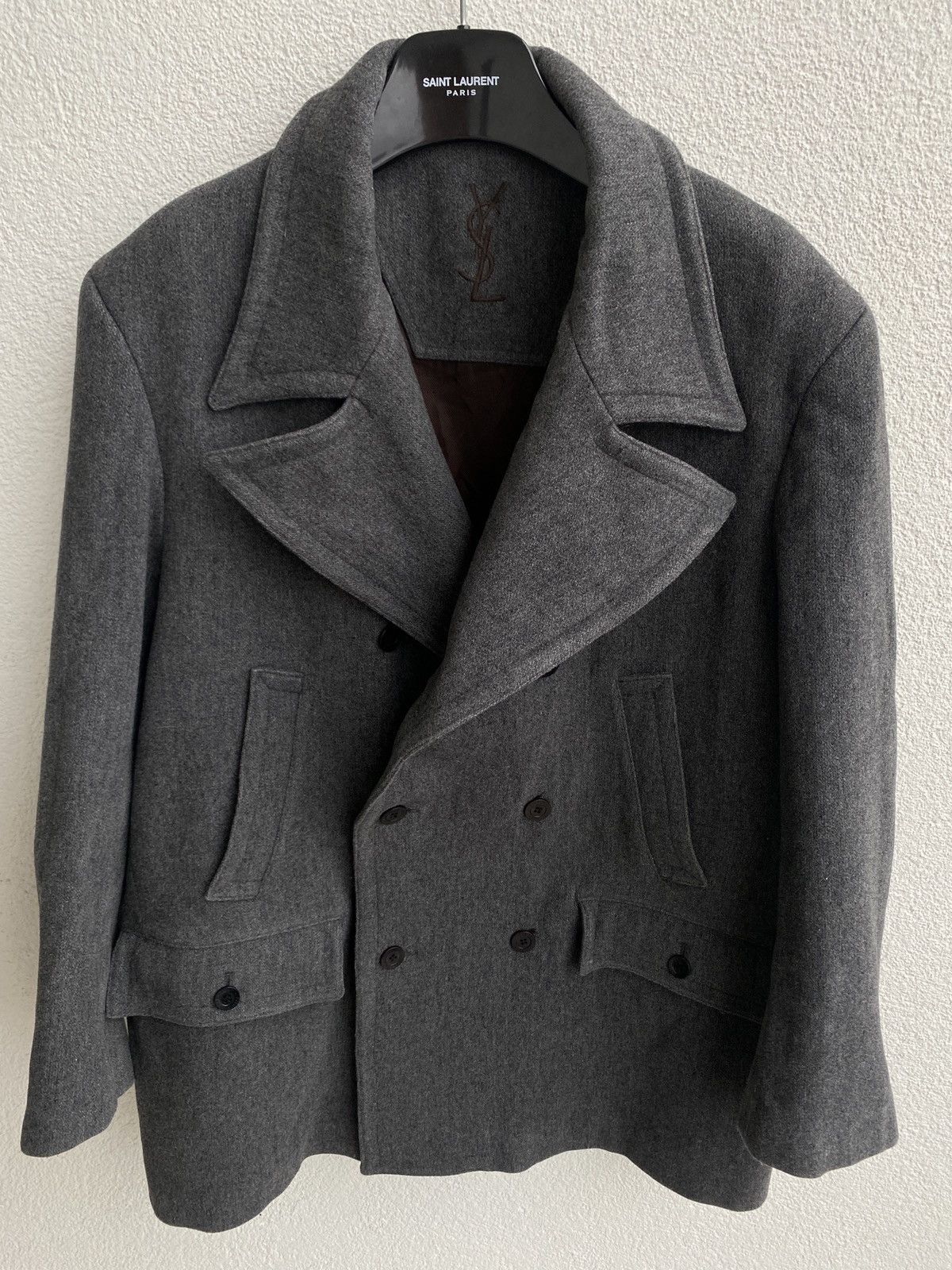 Yves Saint Laurent Wool YSL Coat Soft Peacock Jacket Size US L / EU 52-54 / 3 - 7 Thumbnail
